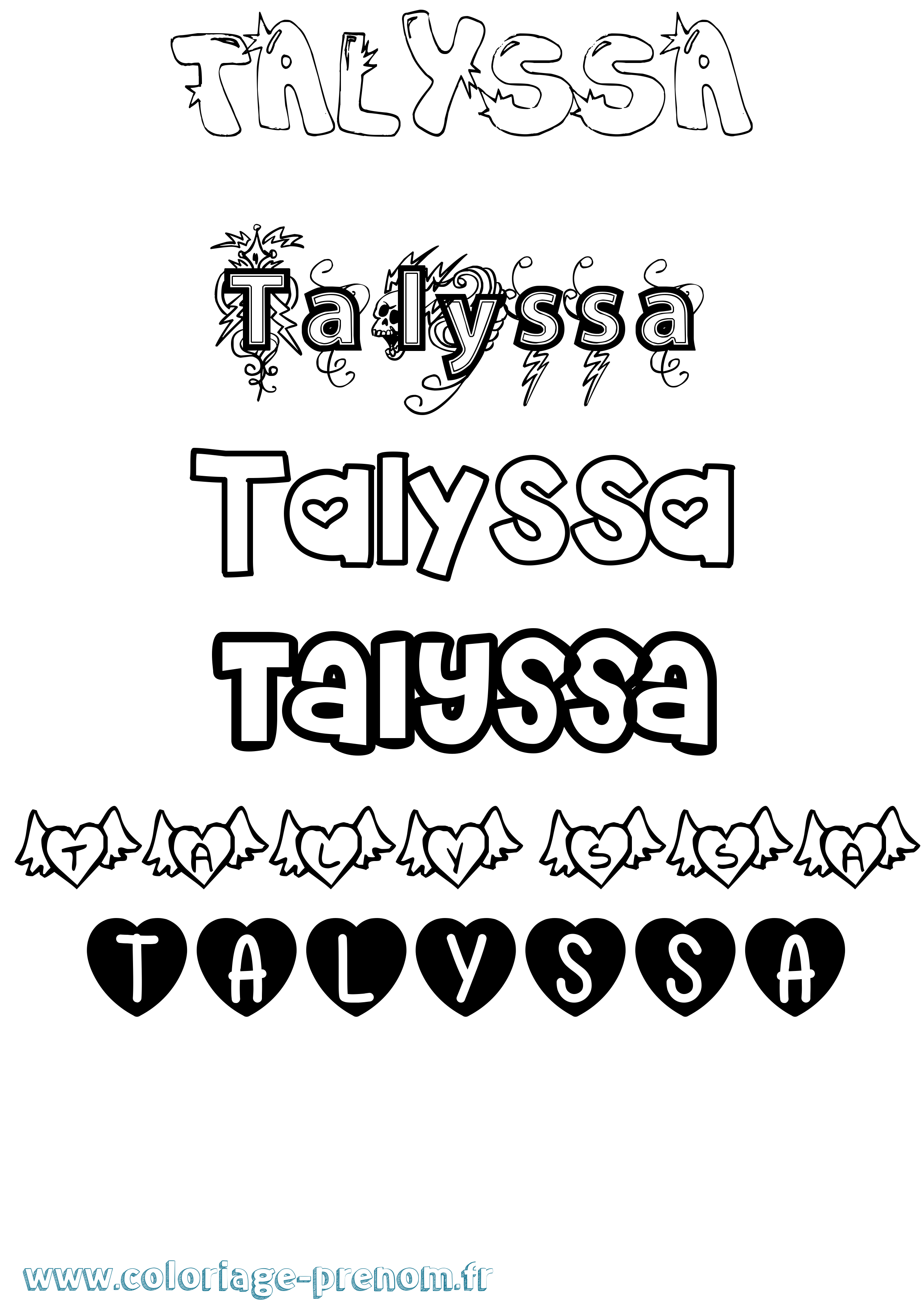 Coloriage prénom Talyssa Girly