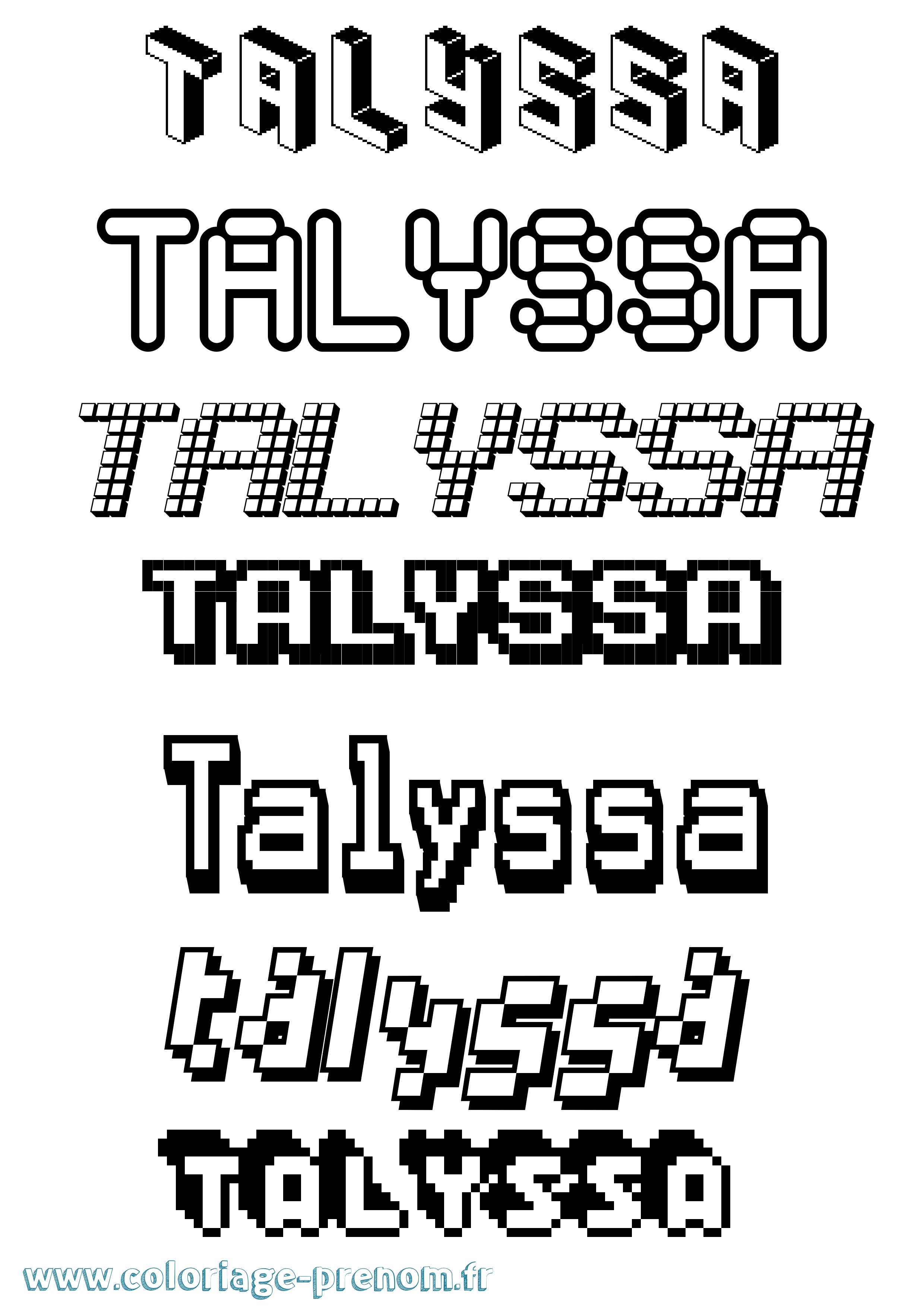 Coloriage prénom Talyssa Pixel