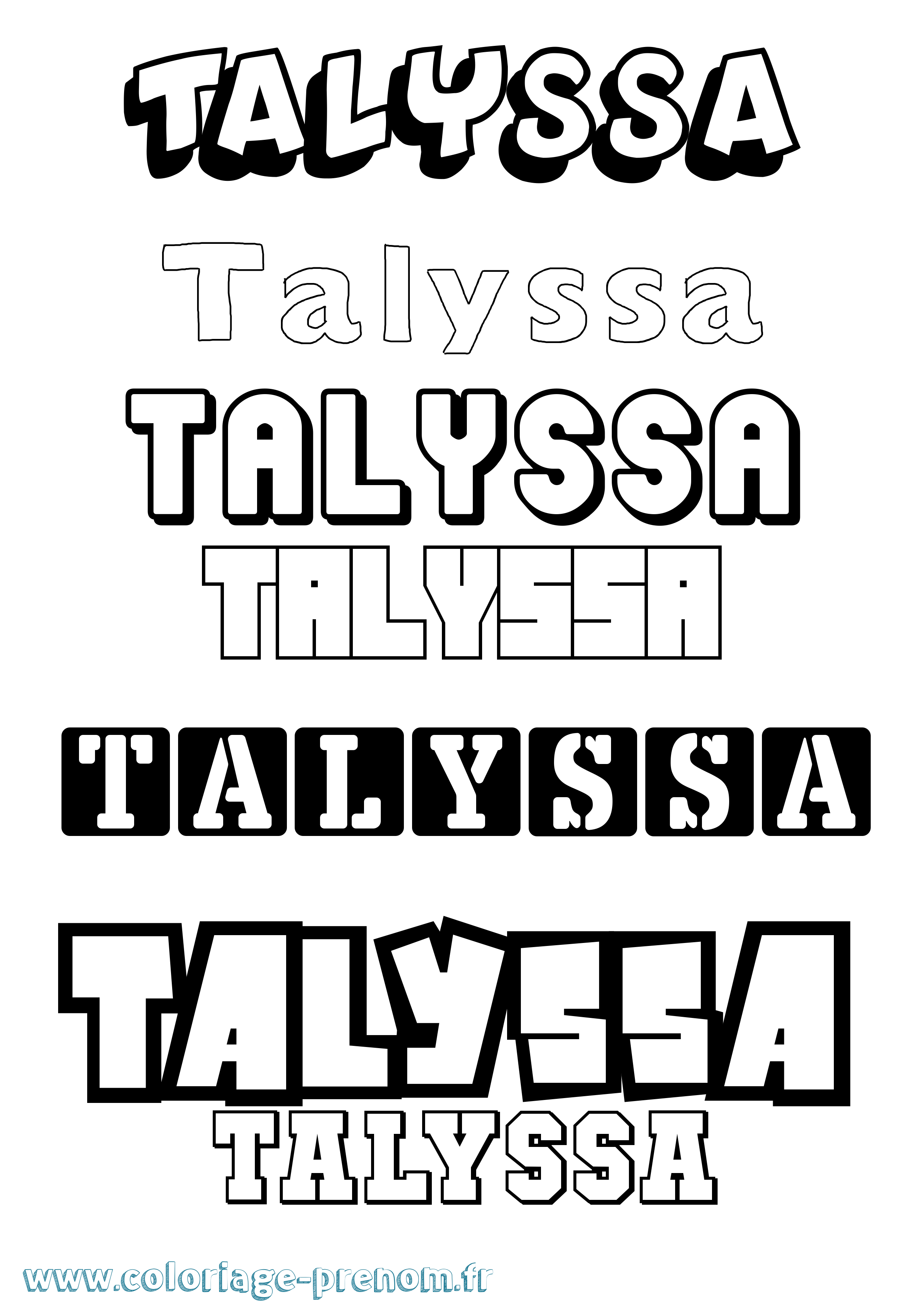 Coloriage Talyssa Simple Coloriage prénom Talyssa Simple