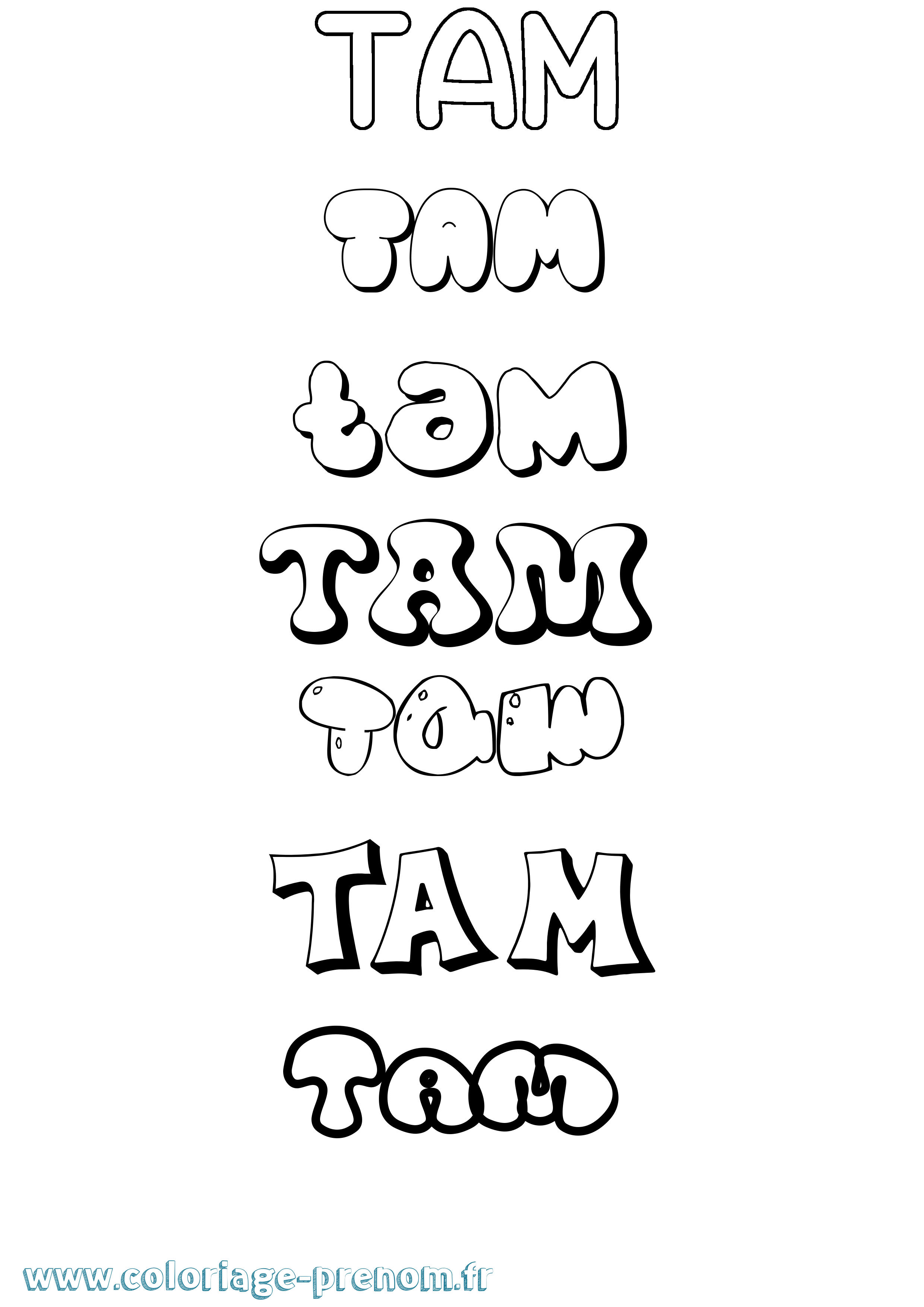 Coloriage prénom Tam Bubble