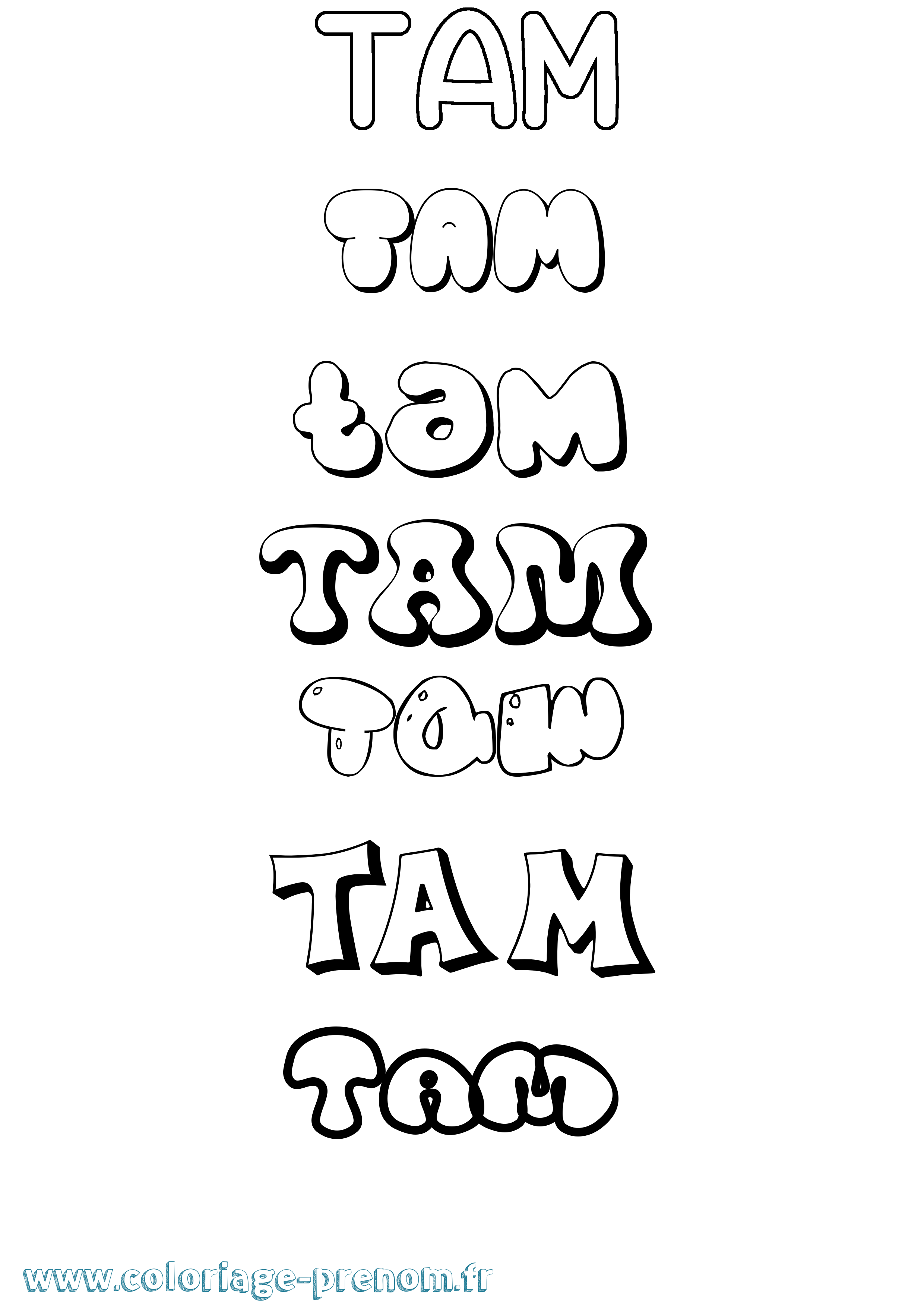 Coloriage Tam Bubble Coloriage prénom Tam Bubble