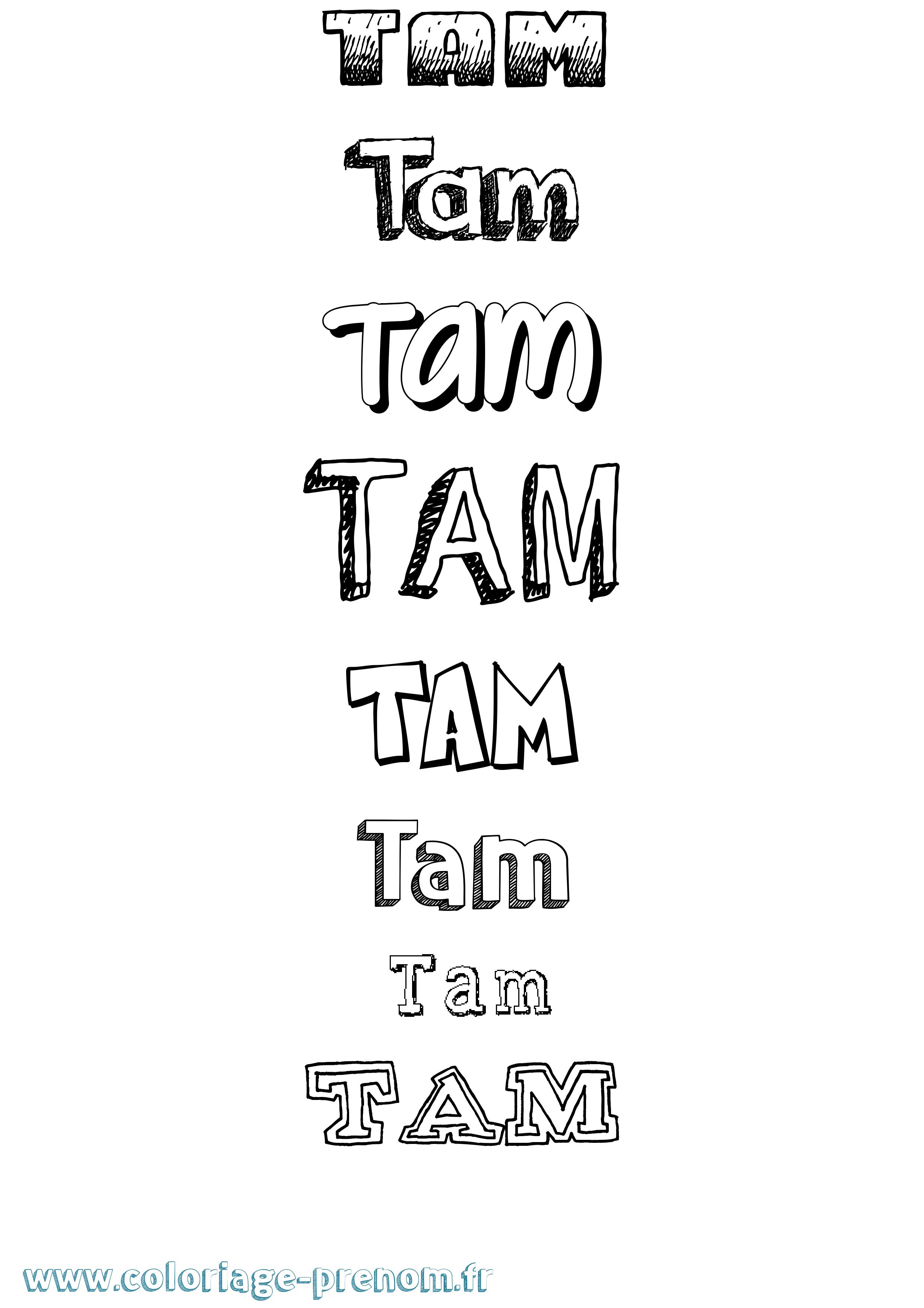 Coloriage Tam Dessiné Coloriage prénom Tam Dessiné