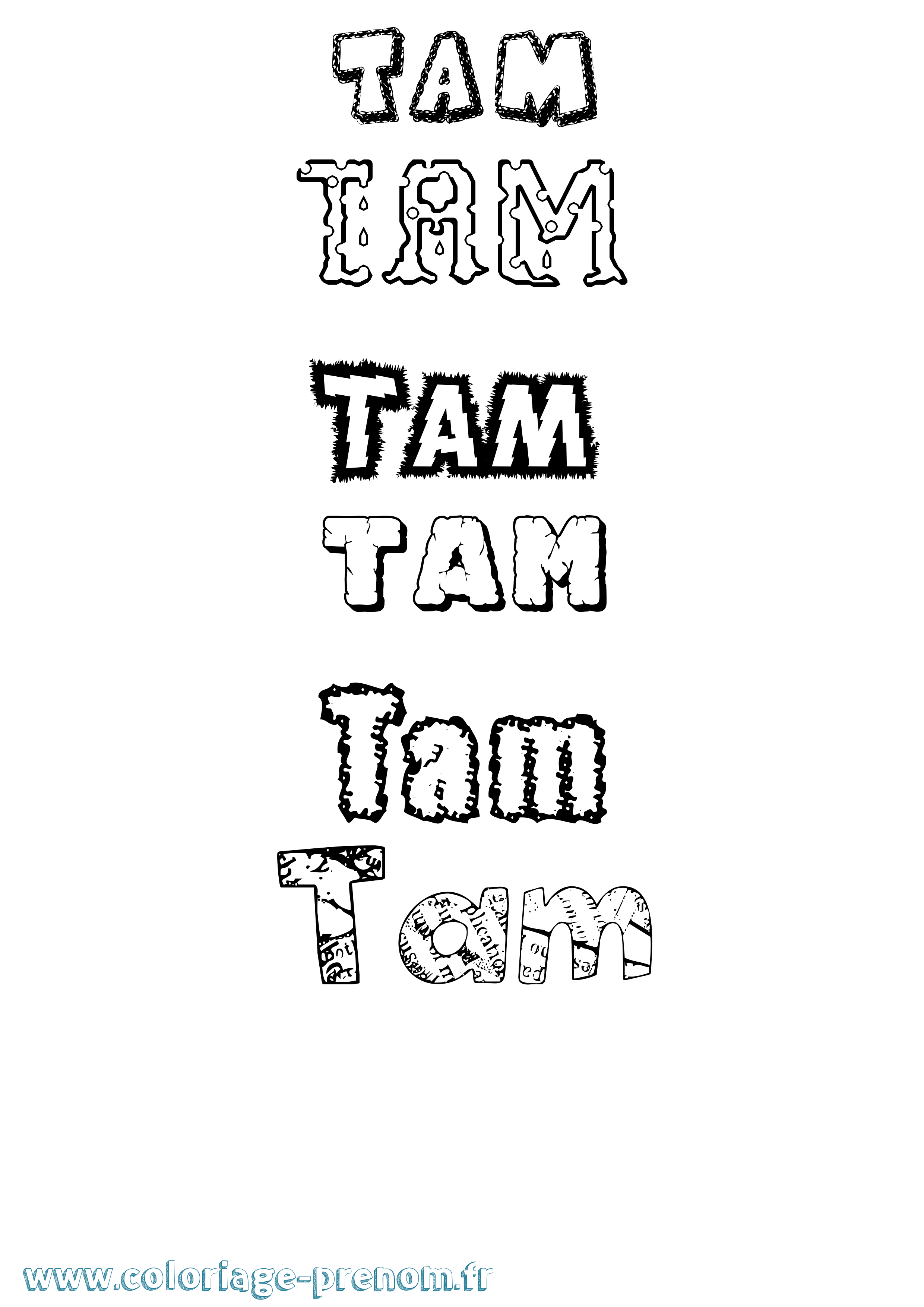 Coloriage Tam Destructuré Coloriage prénom Tam Destructuré