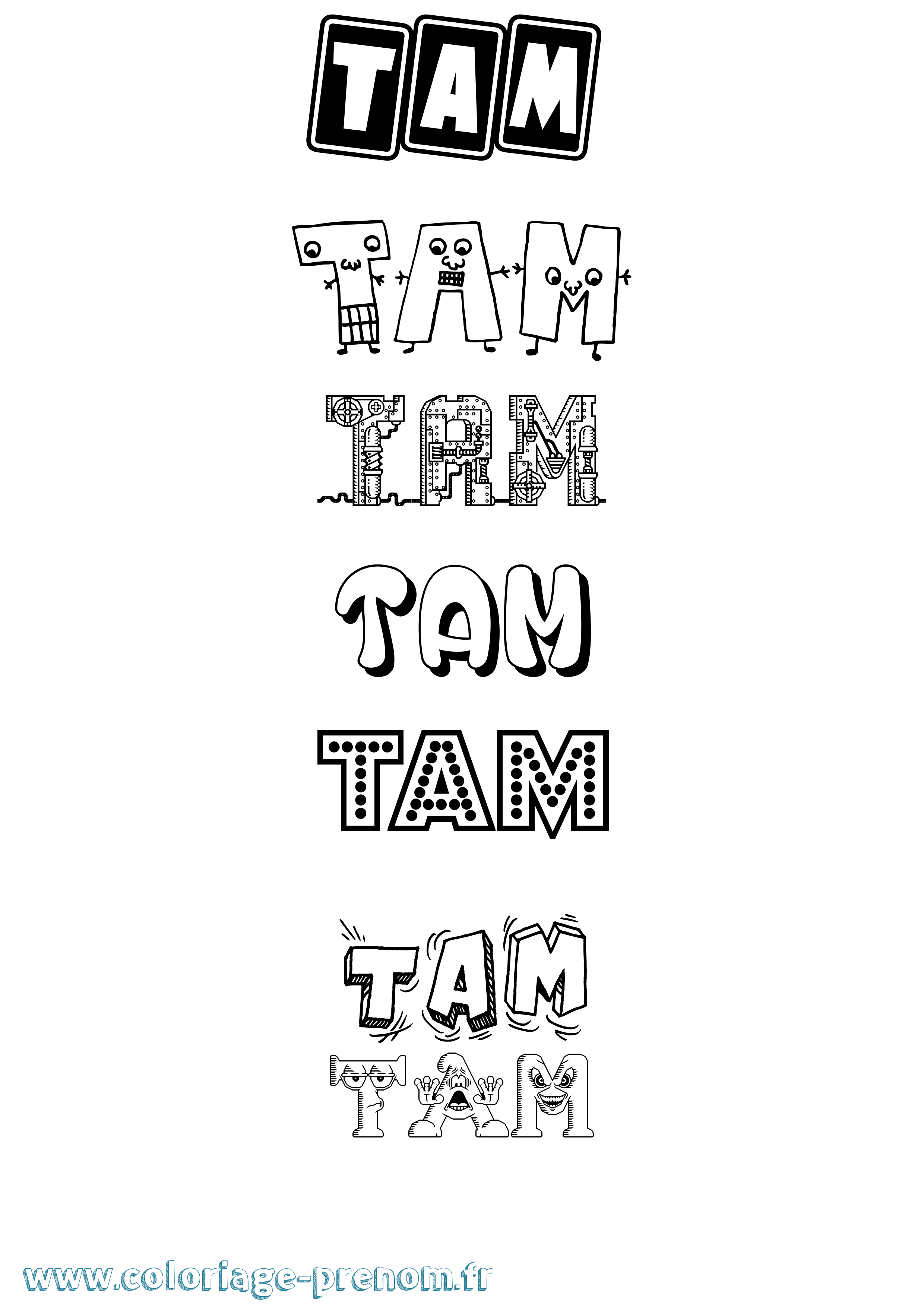 Coloriage Tam Fun Coloriage prénom Tam Fun