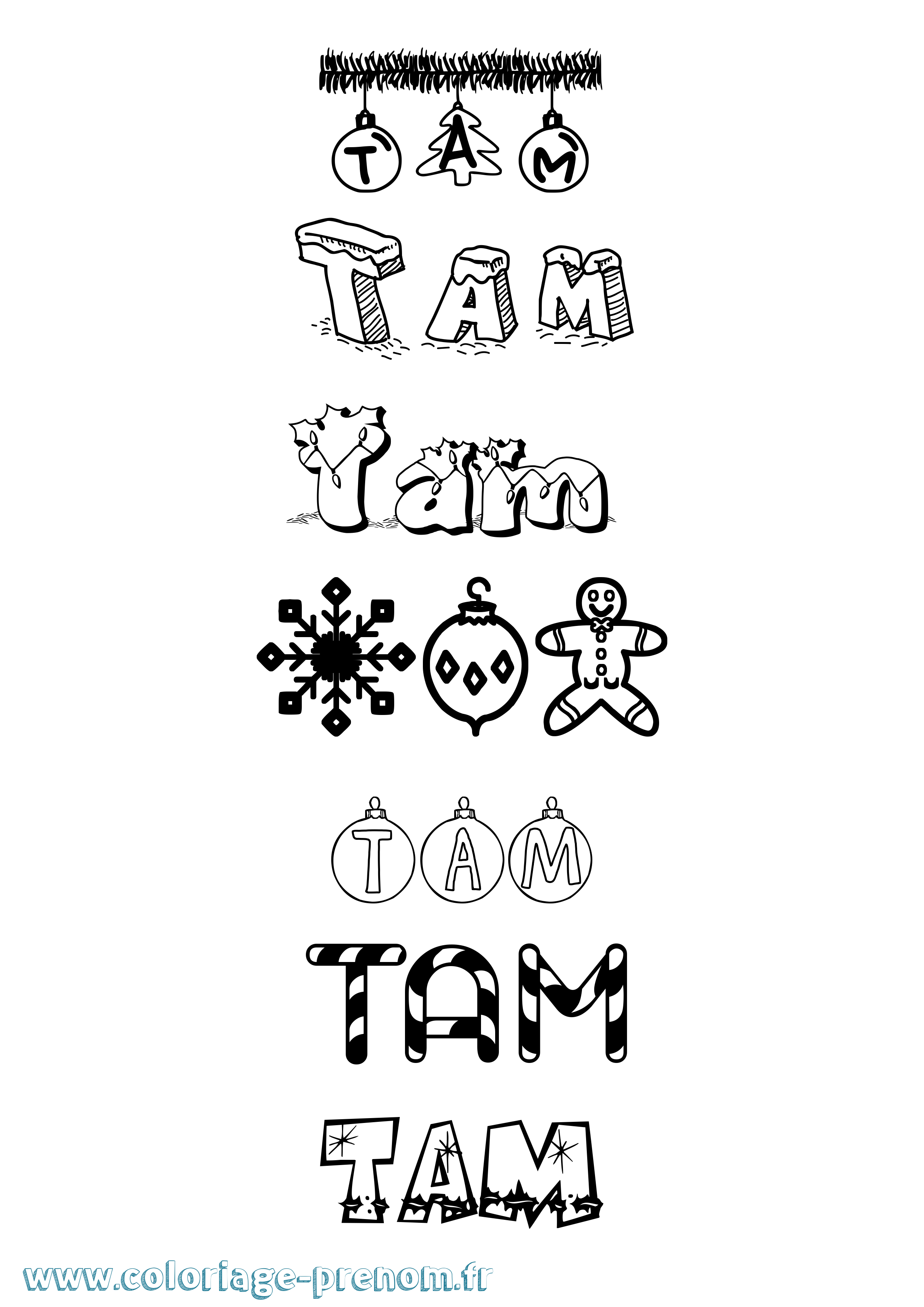 Coloriage Tam Noël Coloriage prénom Tam Noël