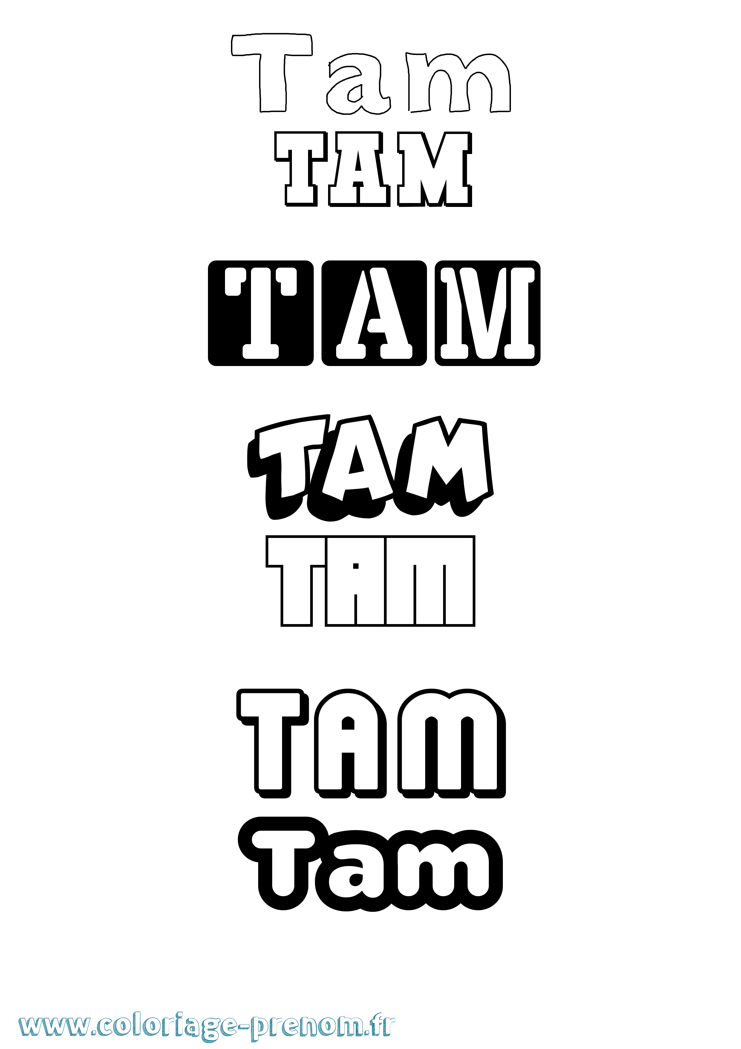 Coloriage prénom Tam Simple