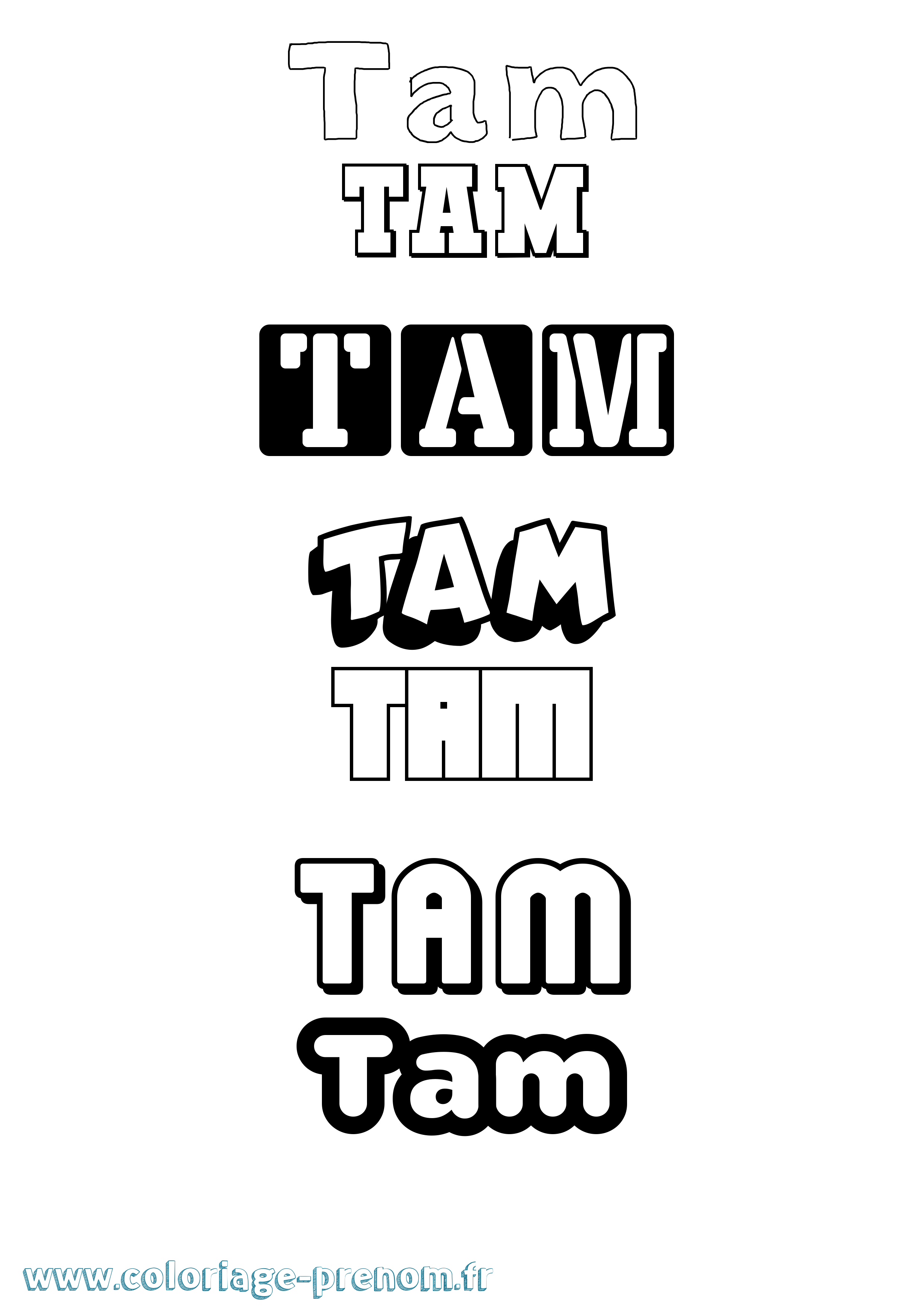 Coloriage Tam Simple Coloriage prénom Tam Simple