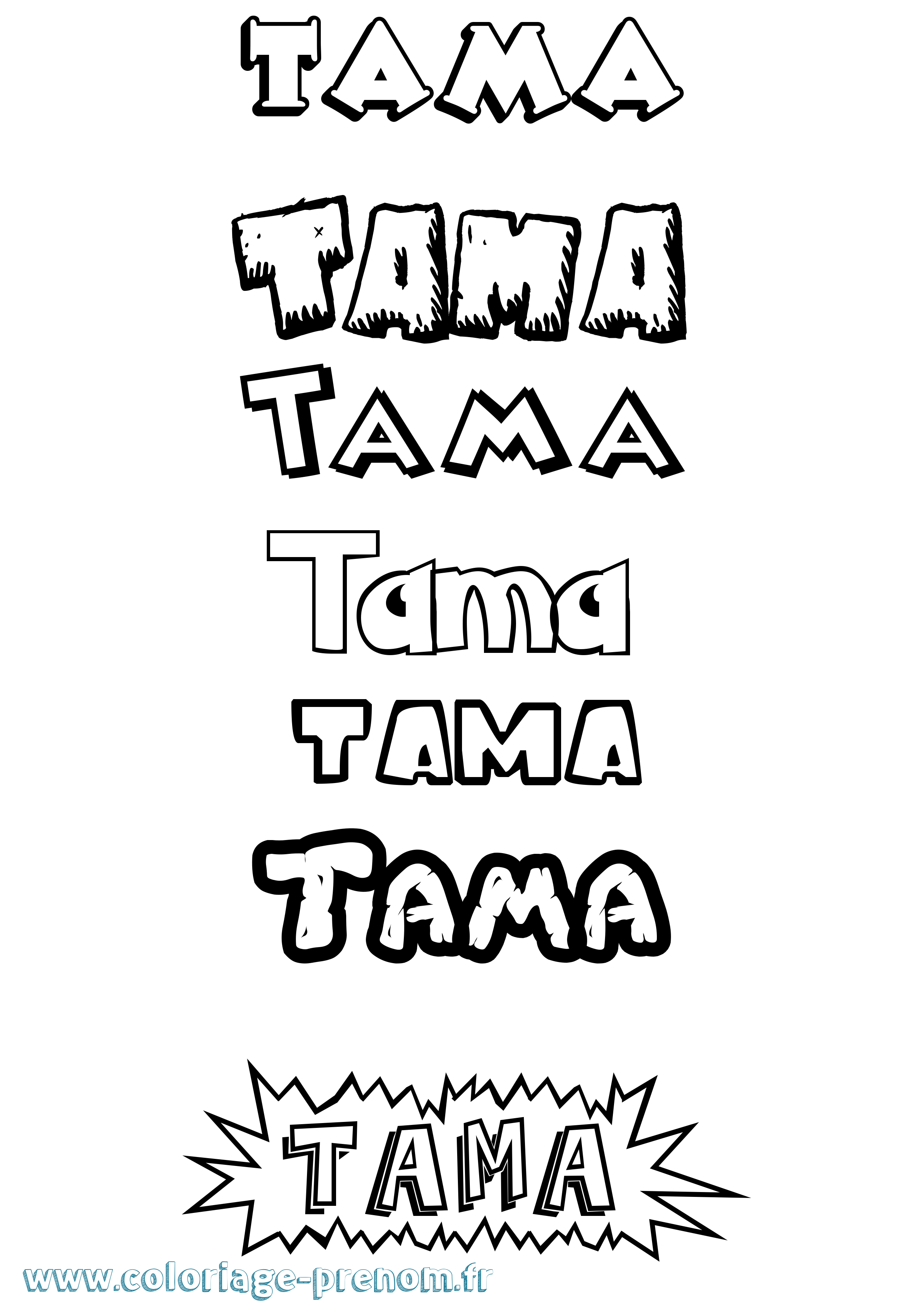 Coloriage prénom Tama Dessin Animé