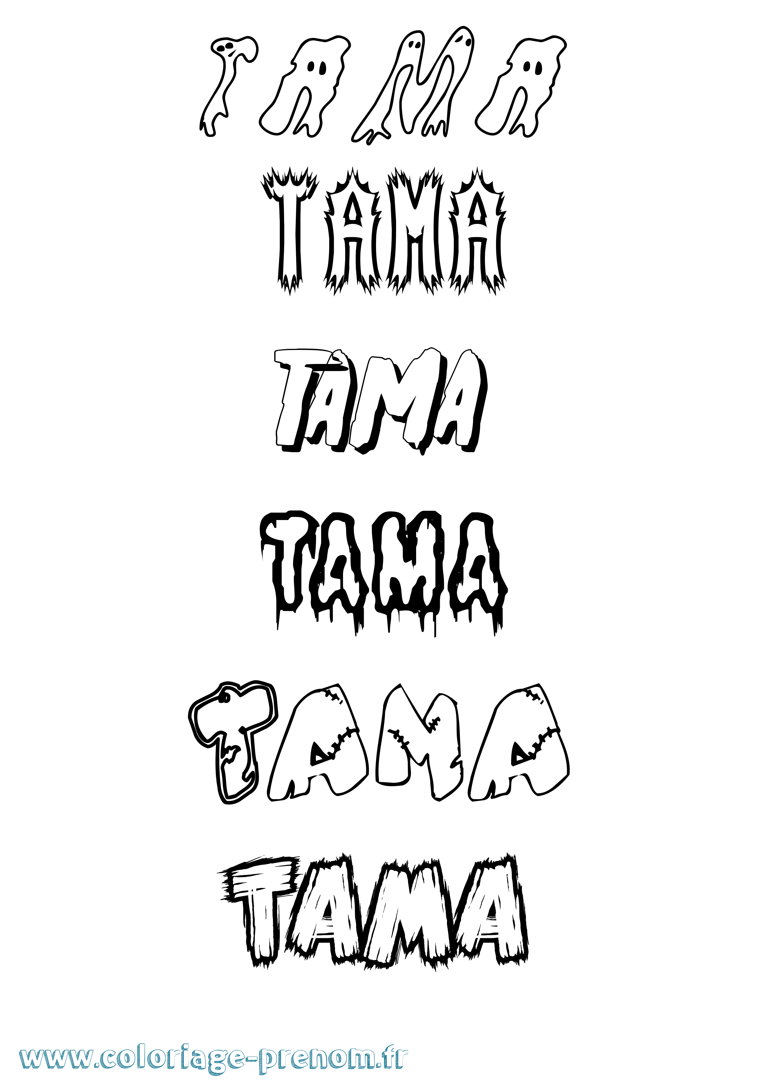 Coloriage prénom Tama Frisson