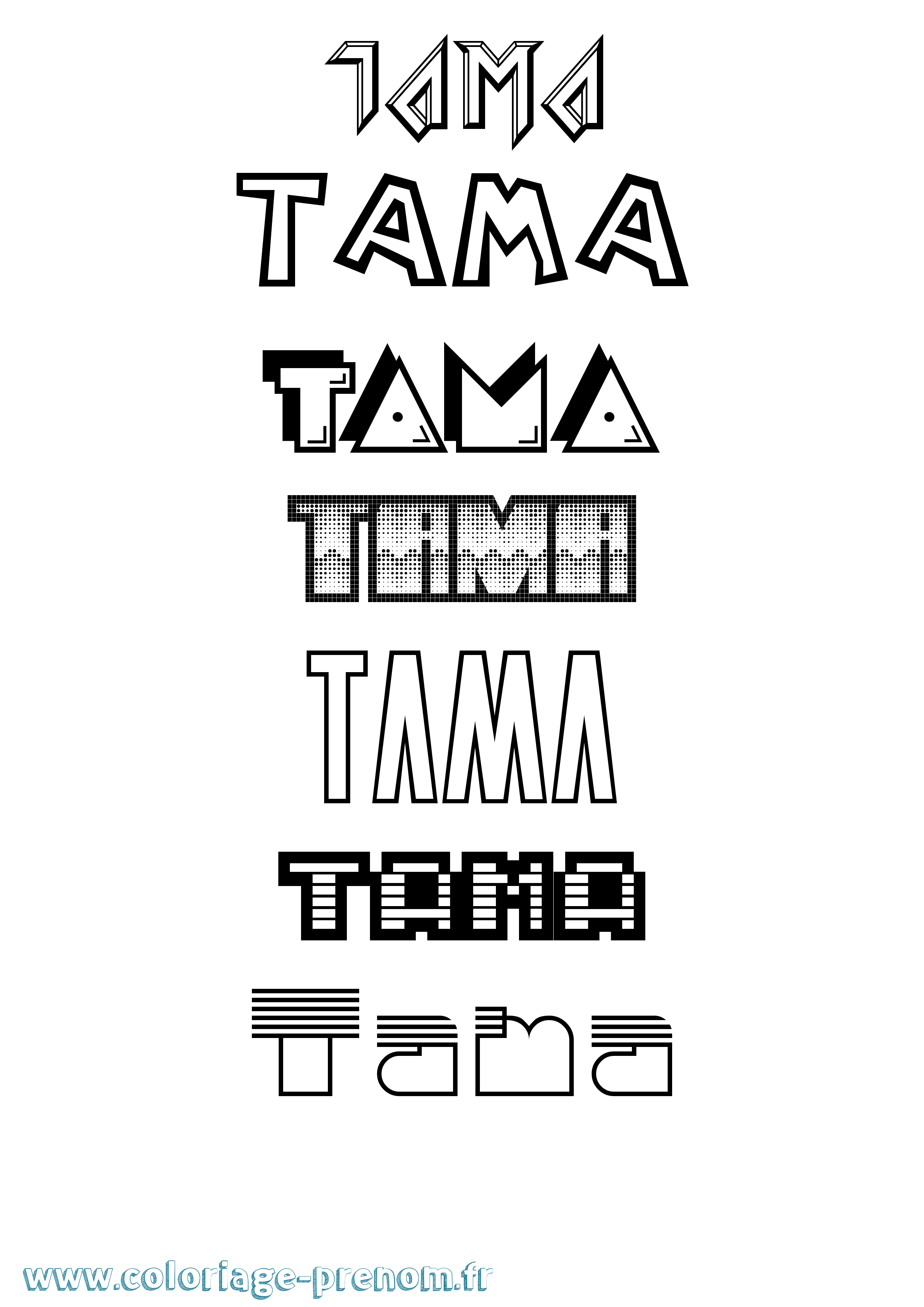 Coloriage prénom Tama Jeux Vidéos