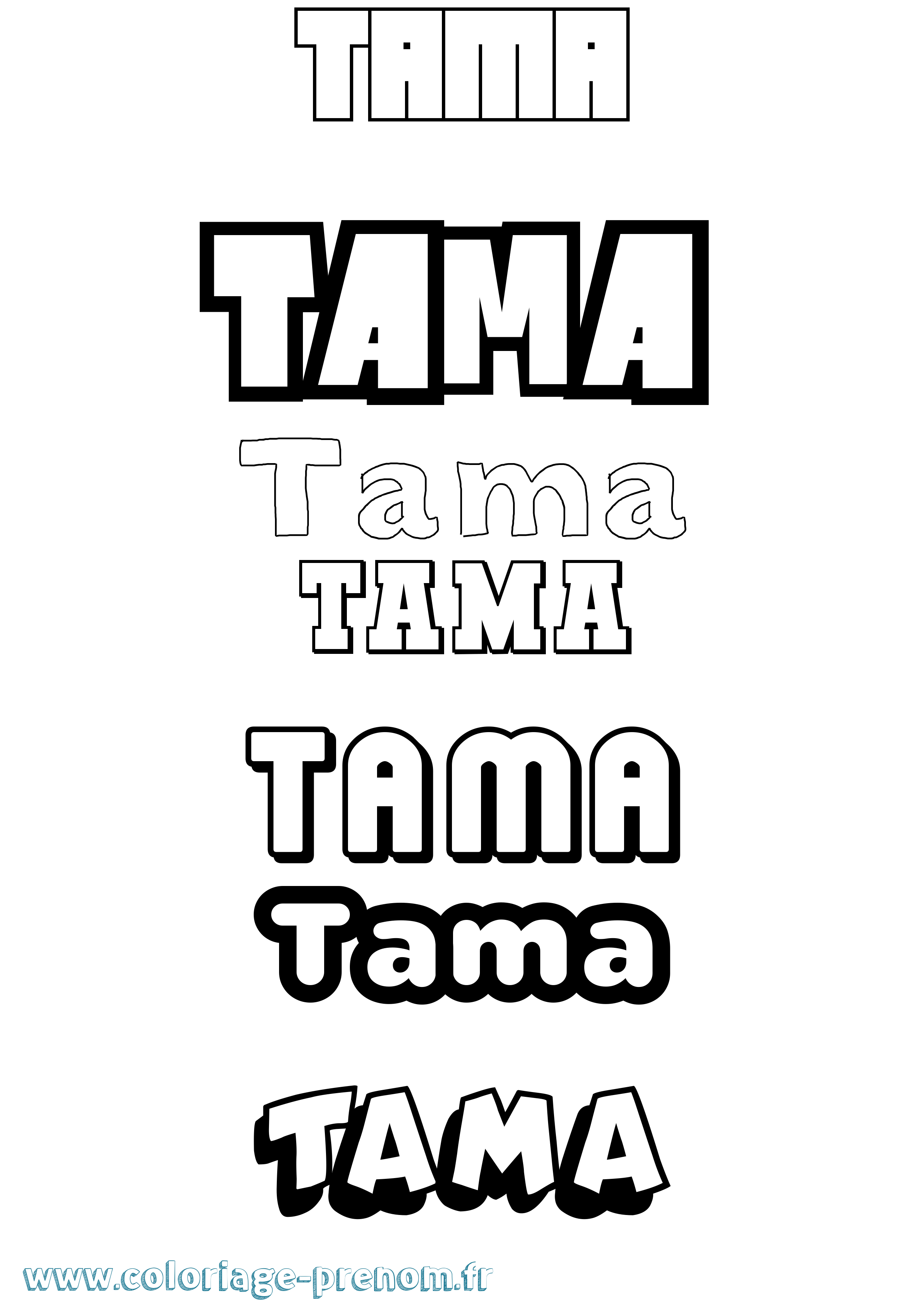 Coloriage prénom Tama Simple