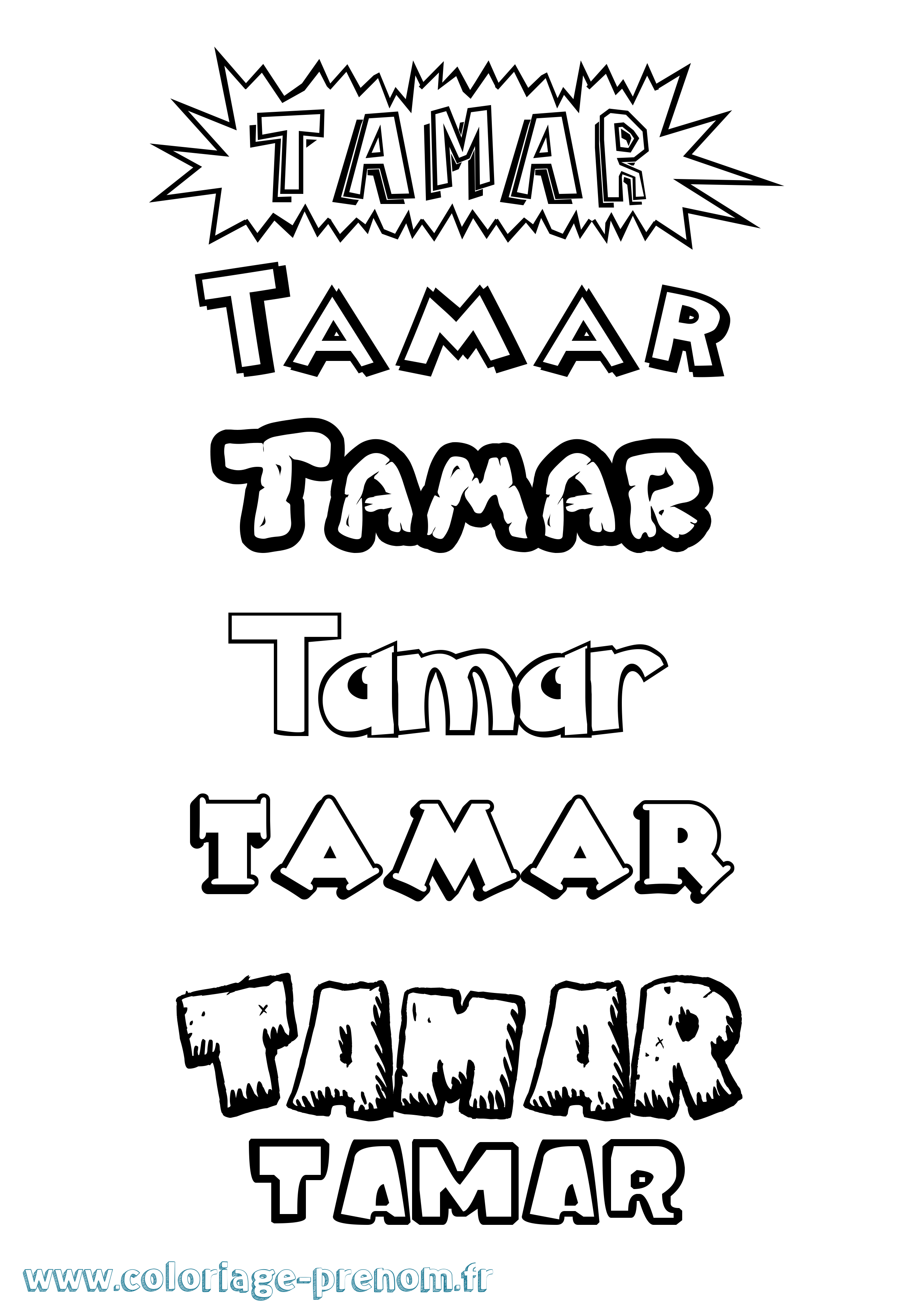Coloriage prénom Tamar Dessin Animé