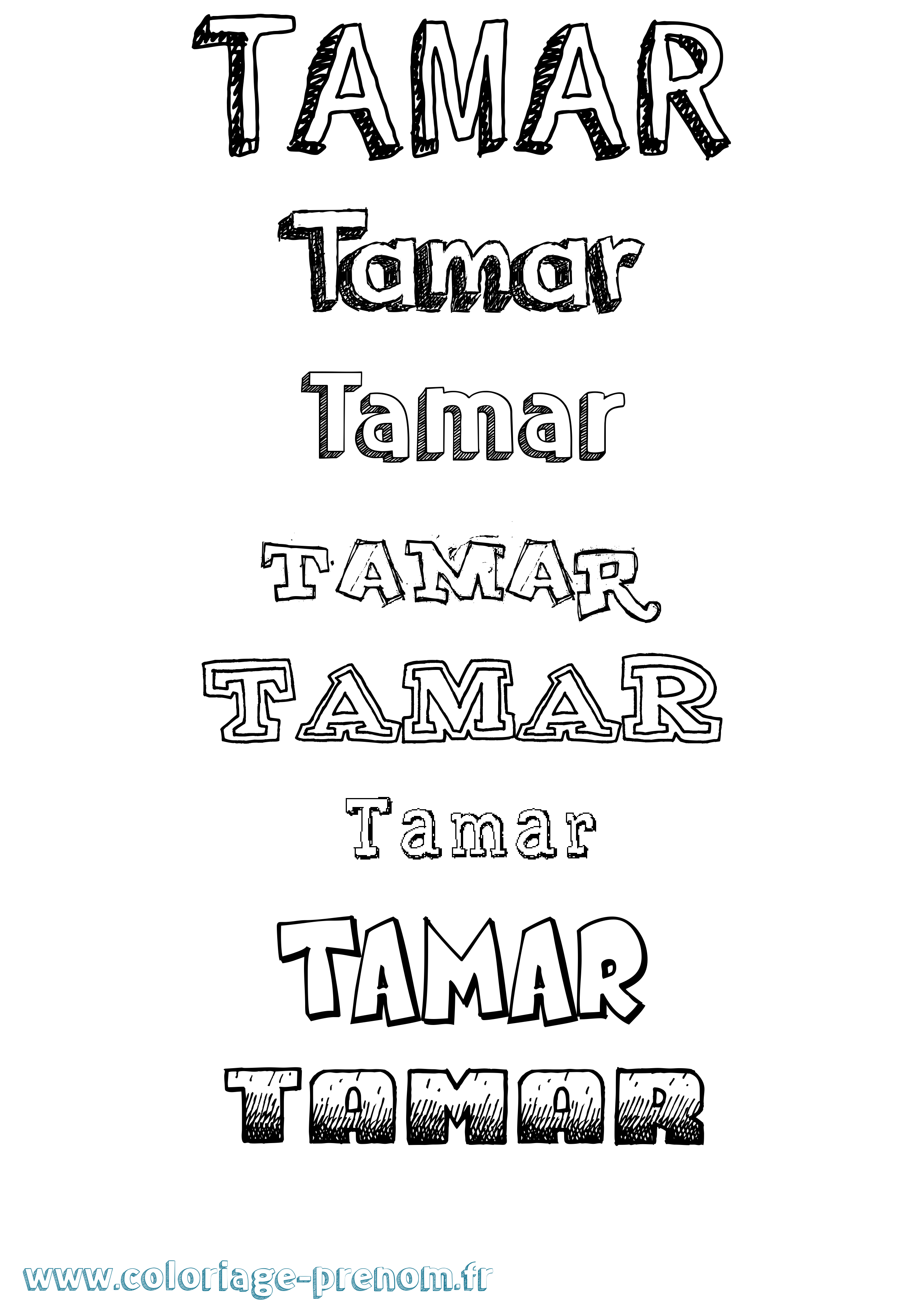 Coloriage prénom Tamar Dessiné