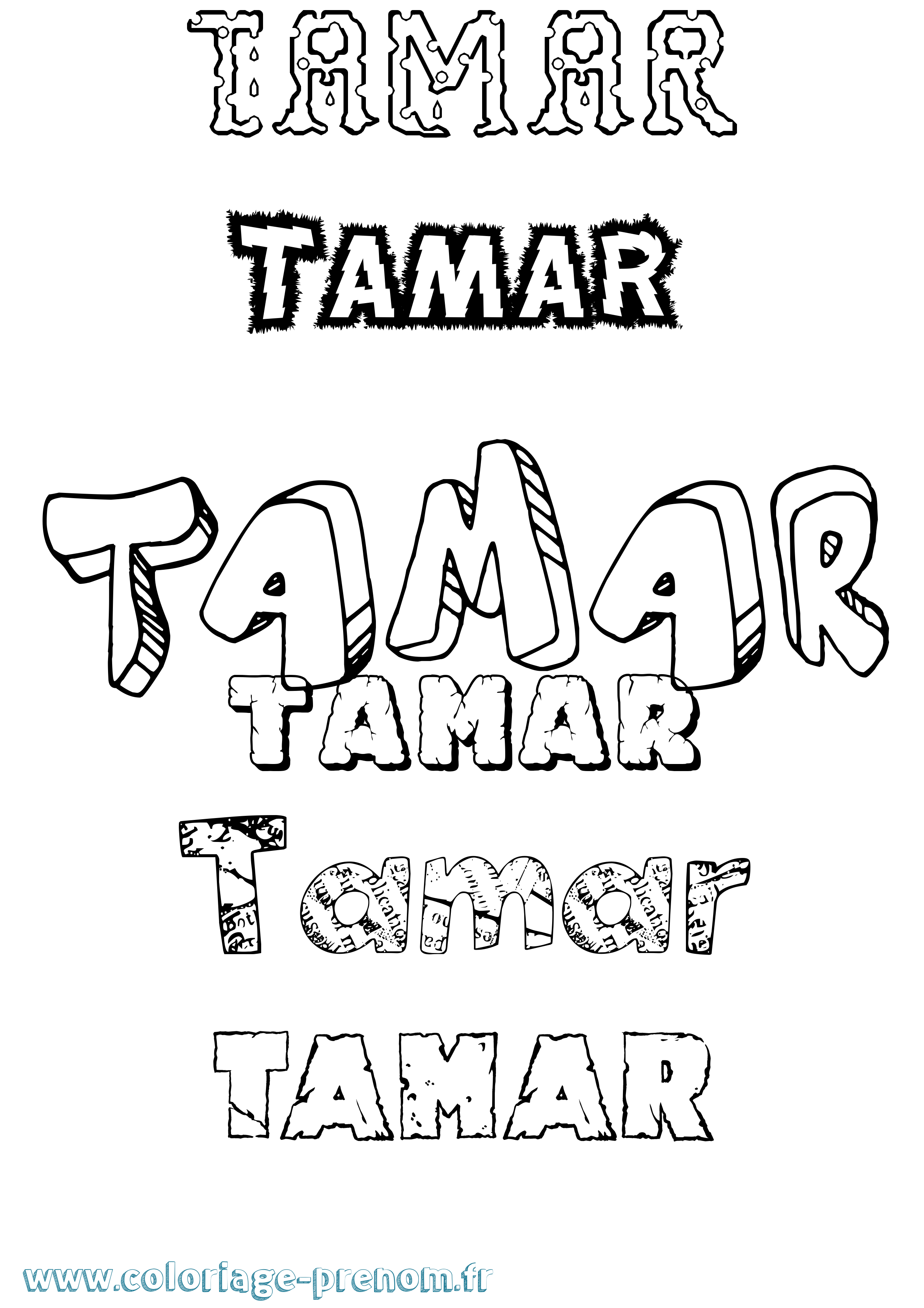 Coloriage prénom Tamar Destructuré