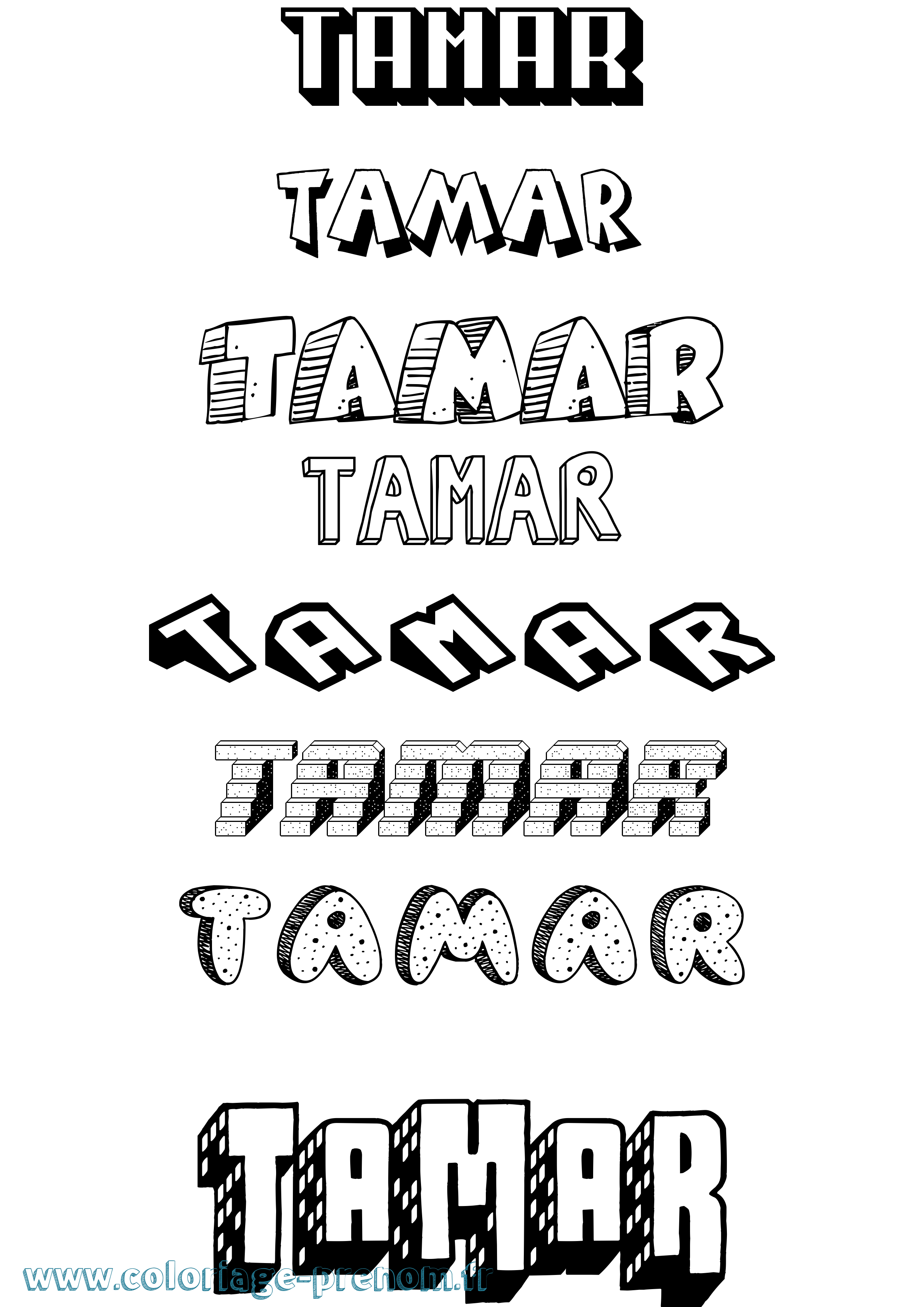 Coloriage prénom Tamar Effet 3D