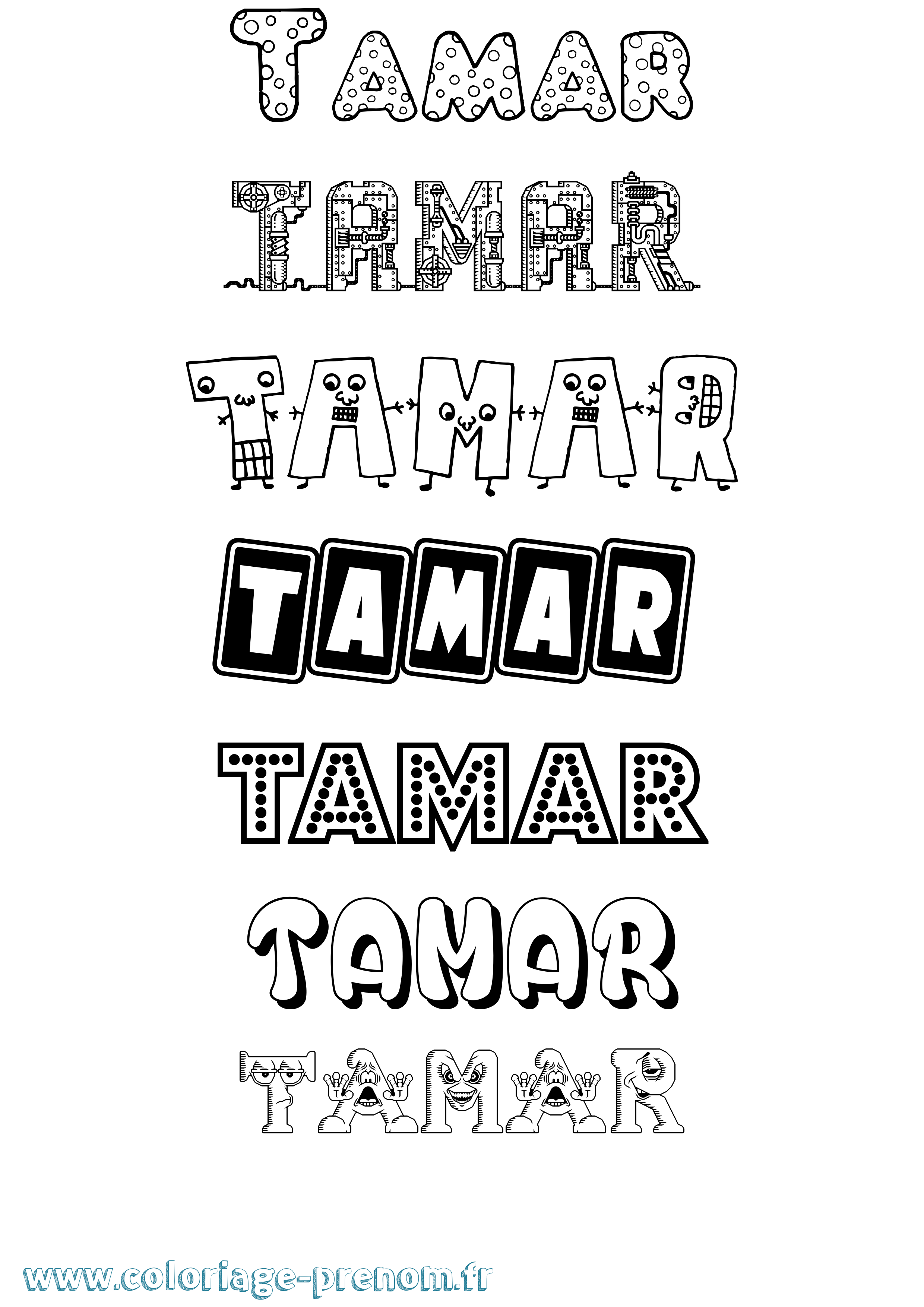 Coloriage prénom Tamar Fun