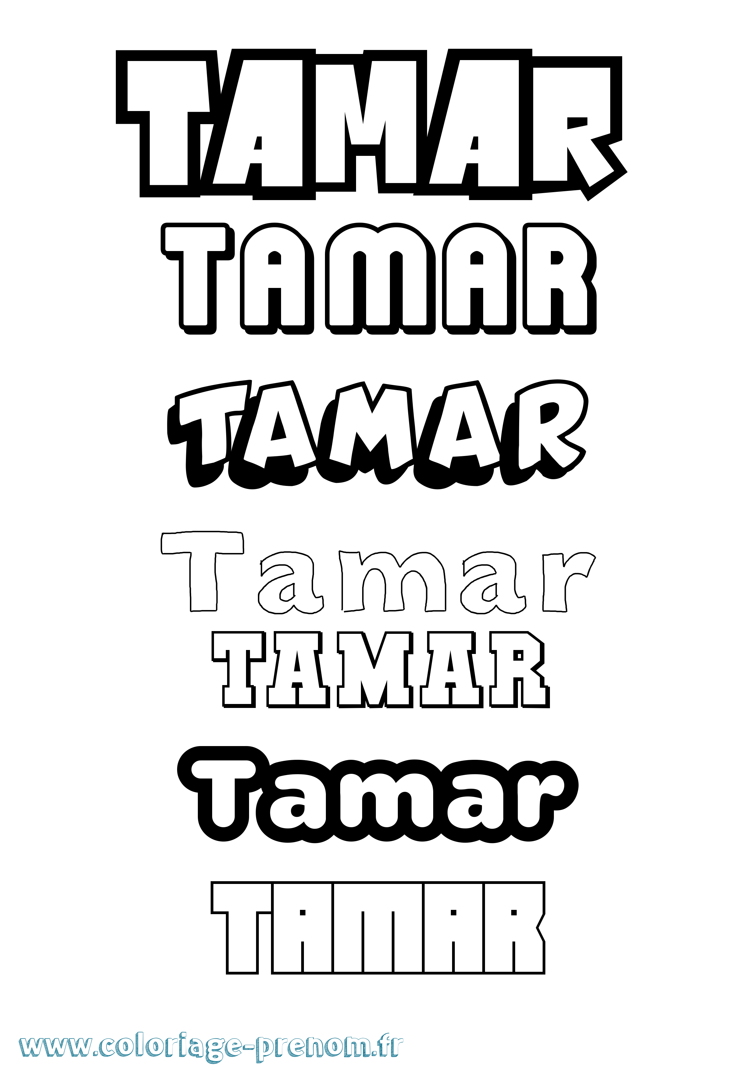 Coloriage prénom Tamar Simple