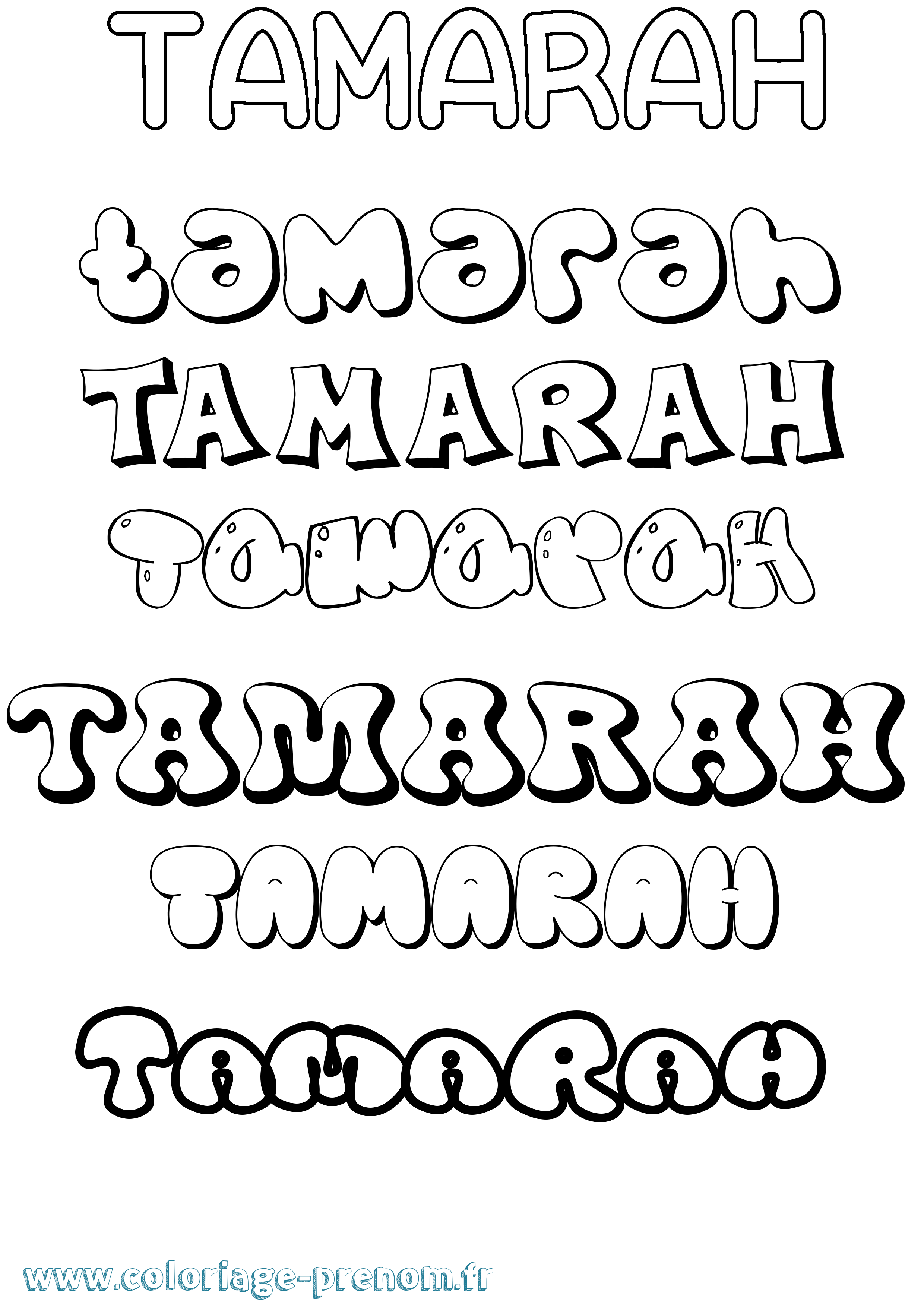 Coloriage prénom Tamarah Bubble