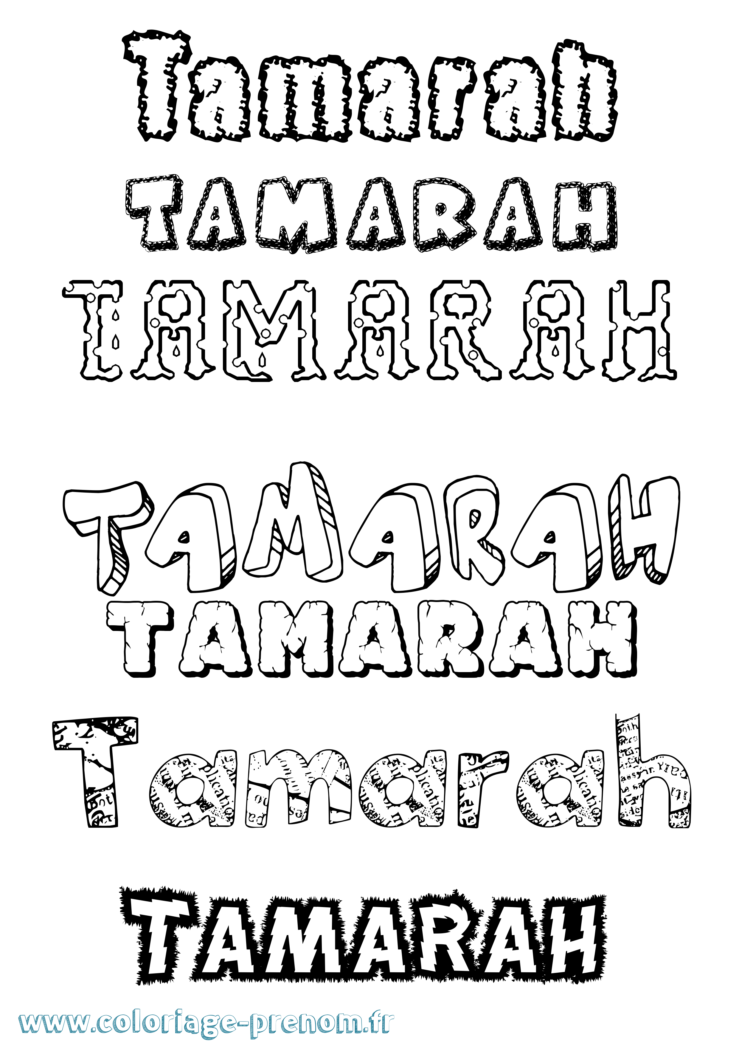 Coloriage prénom Tamarah Destructuré