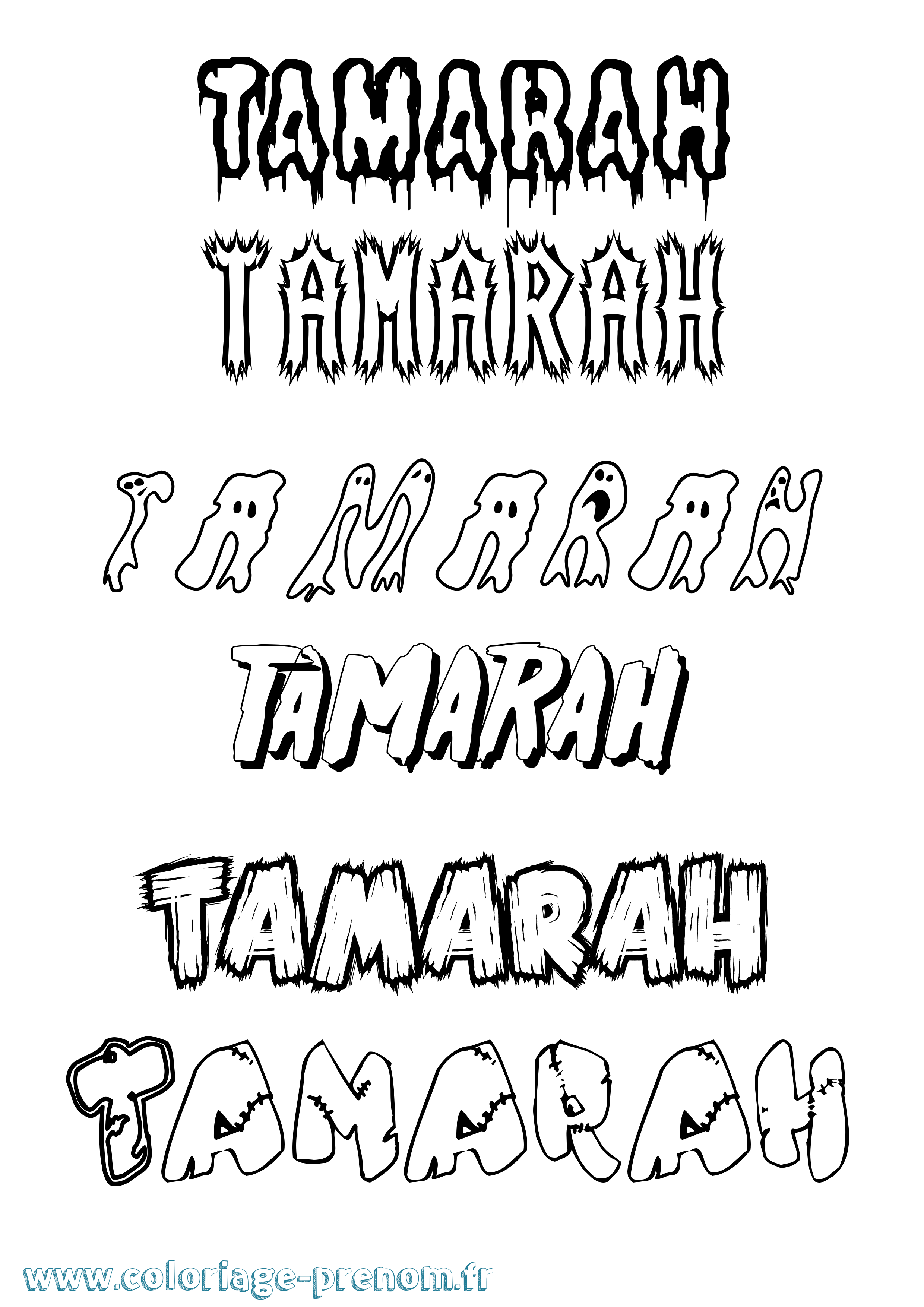 Coloriage prénom Tamarah Frisson