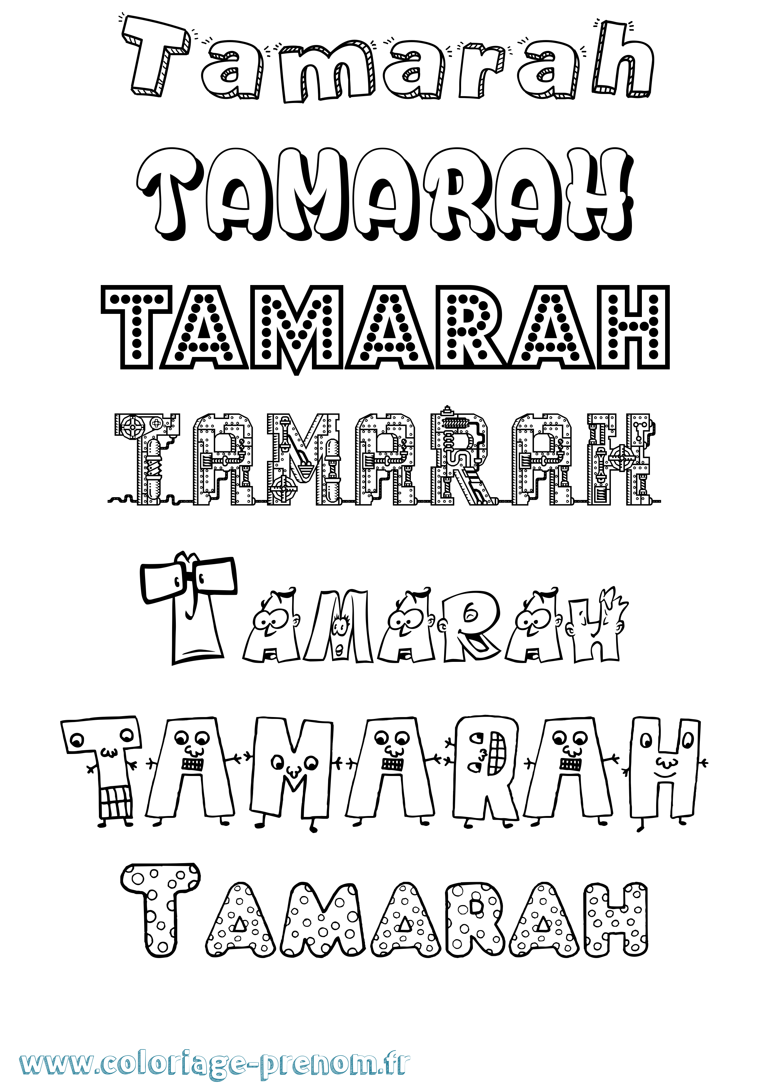 Coloriage prénom Tamarah Fun