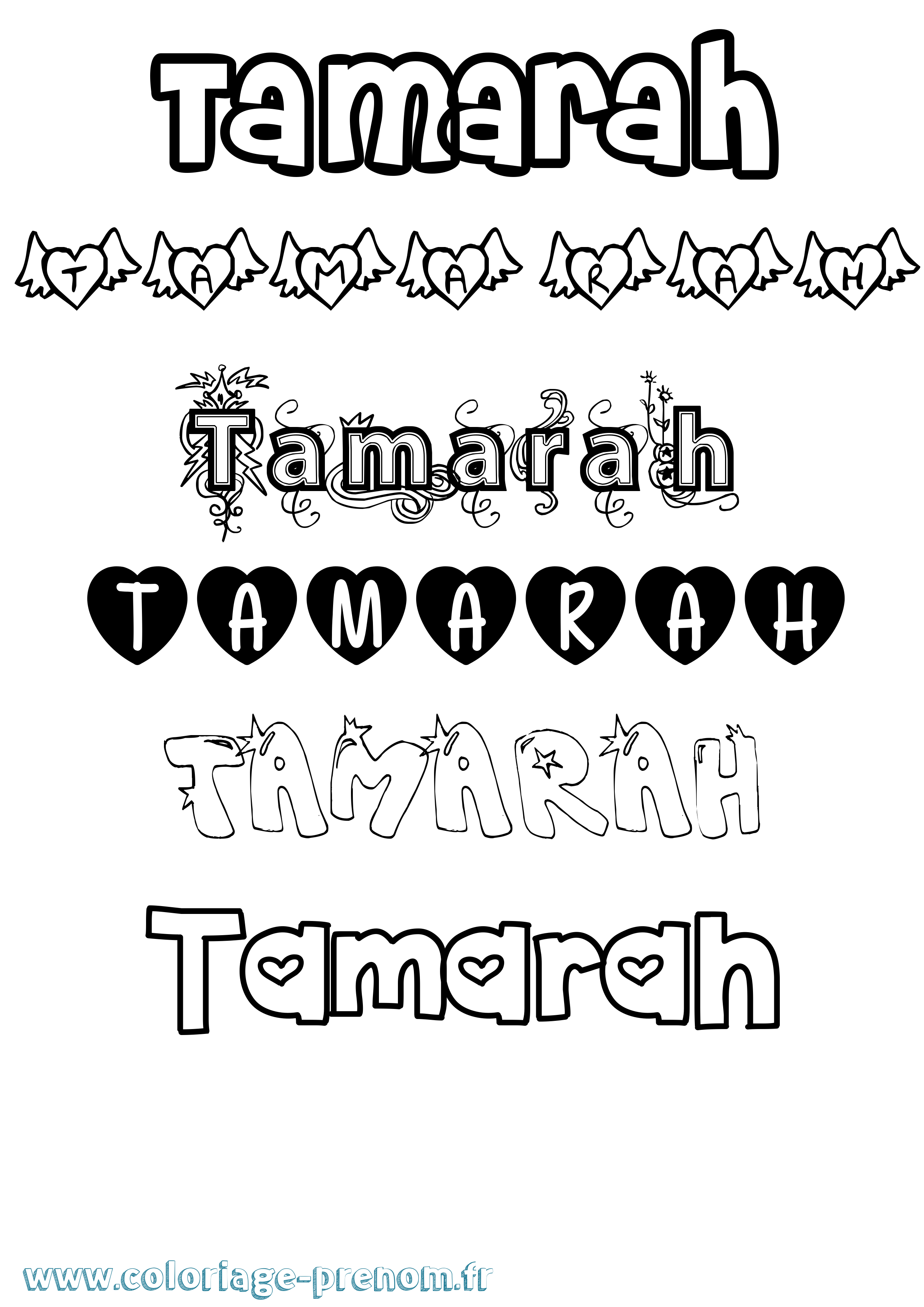 Coloriage prénom Tamarah Girly