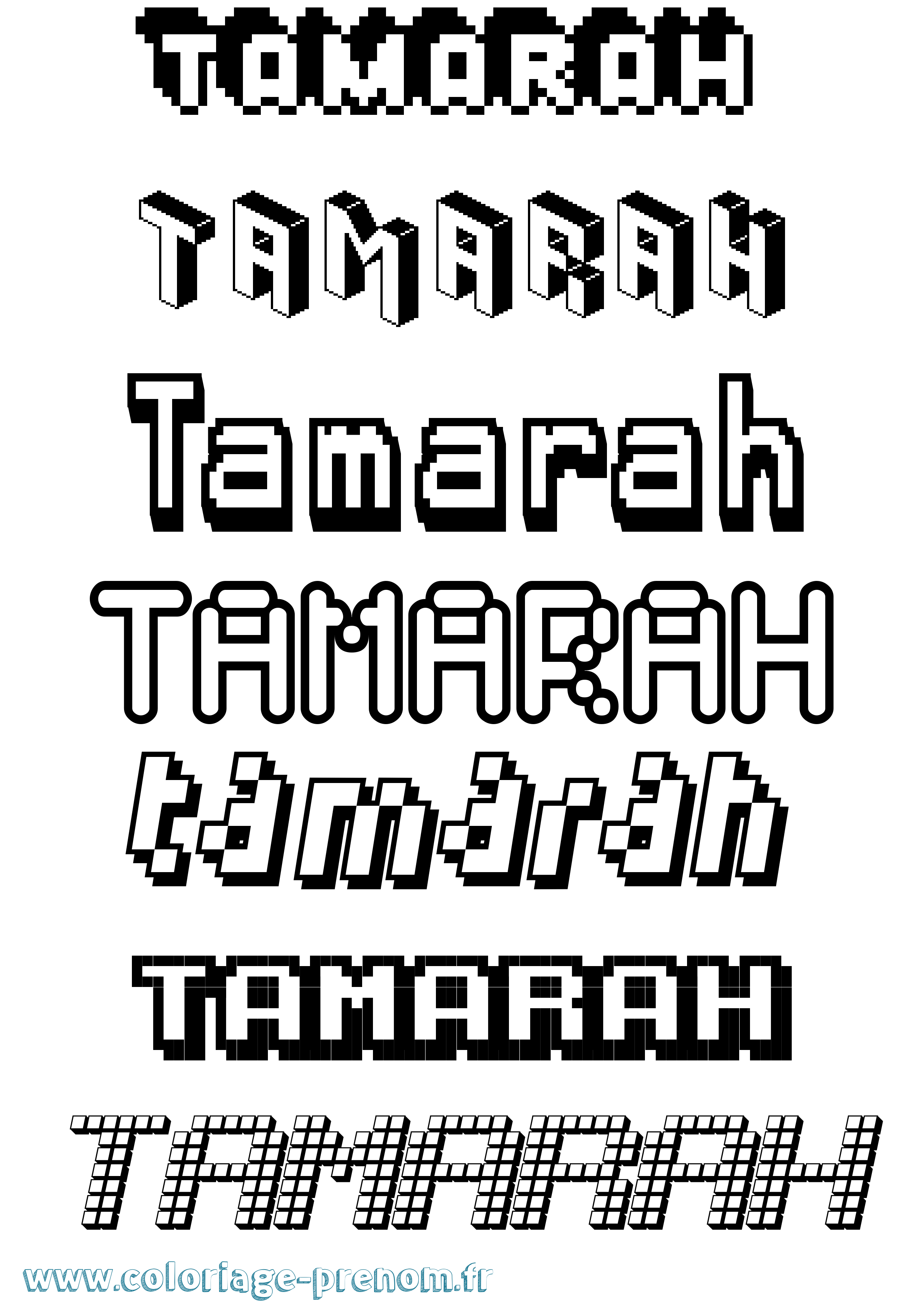 Coloriage prénom Tamarah Pixel