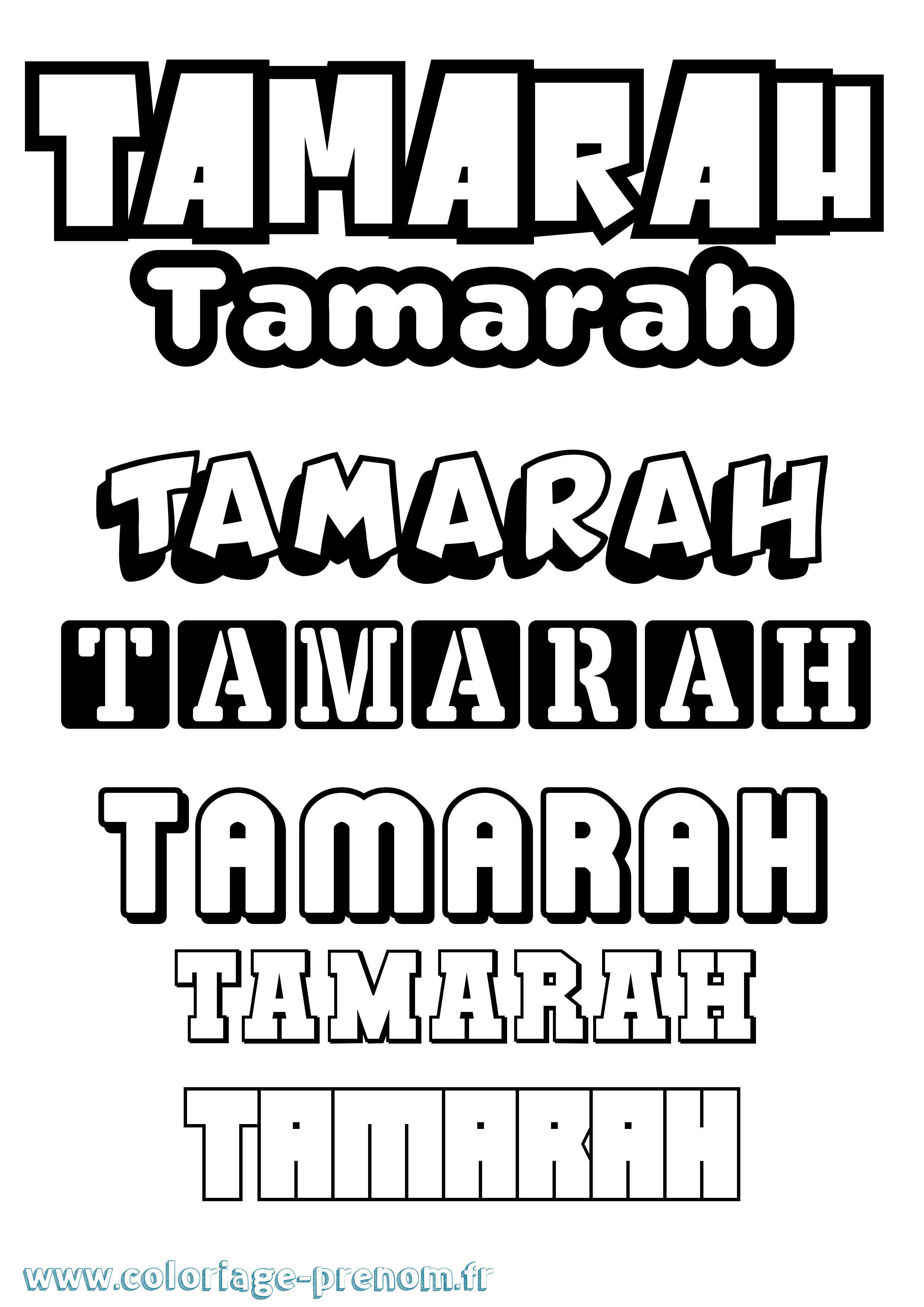 Coloriage prénom Tamarah Simple