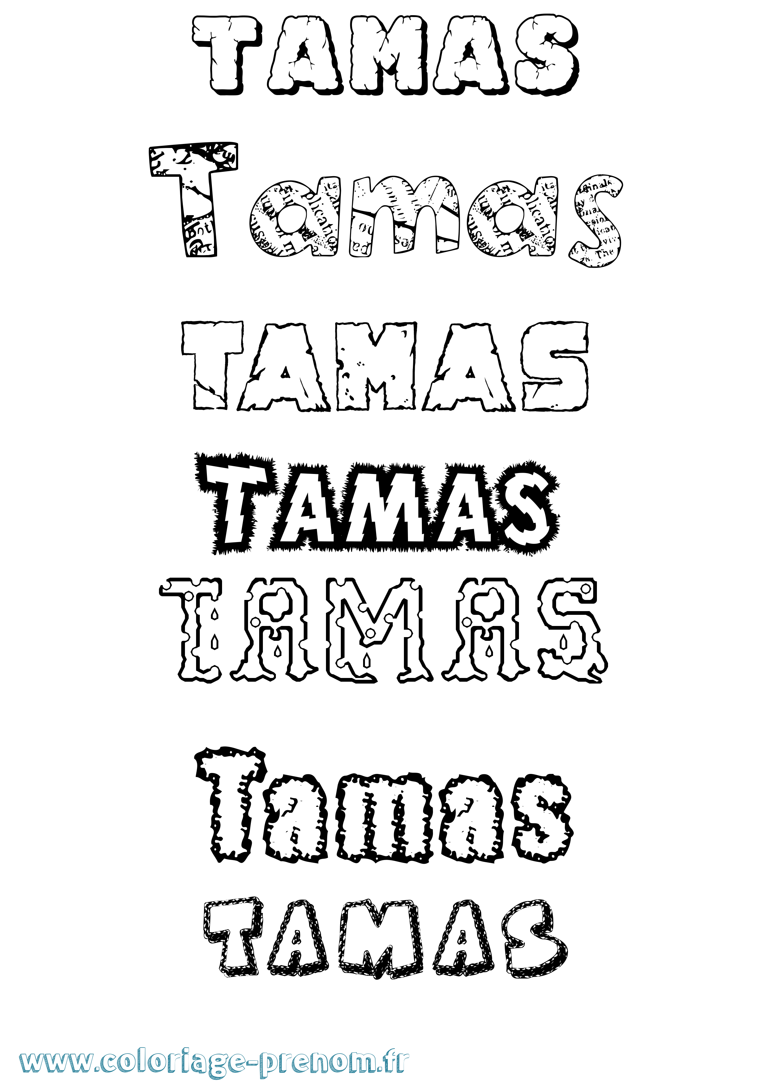 Coloriage prénom Tamás Destructuré