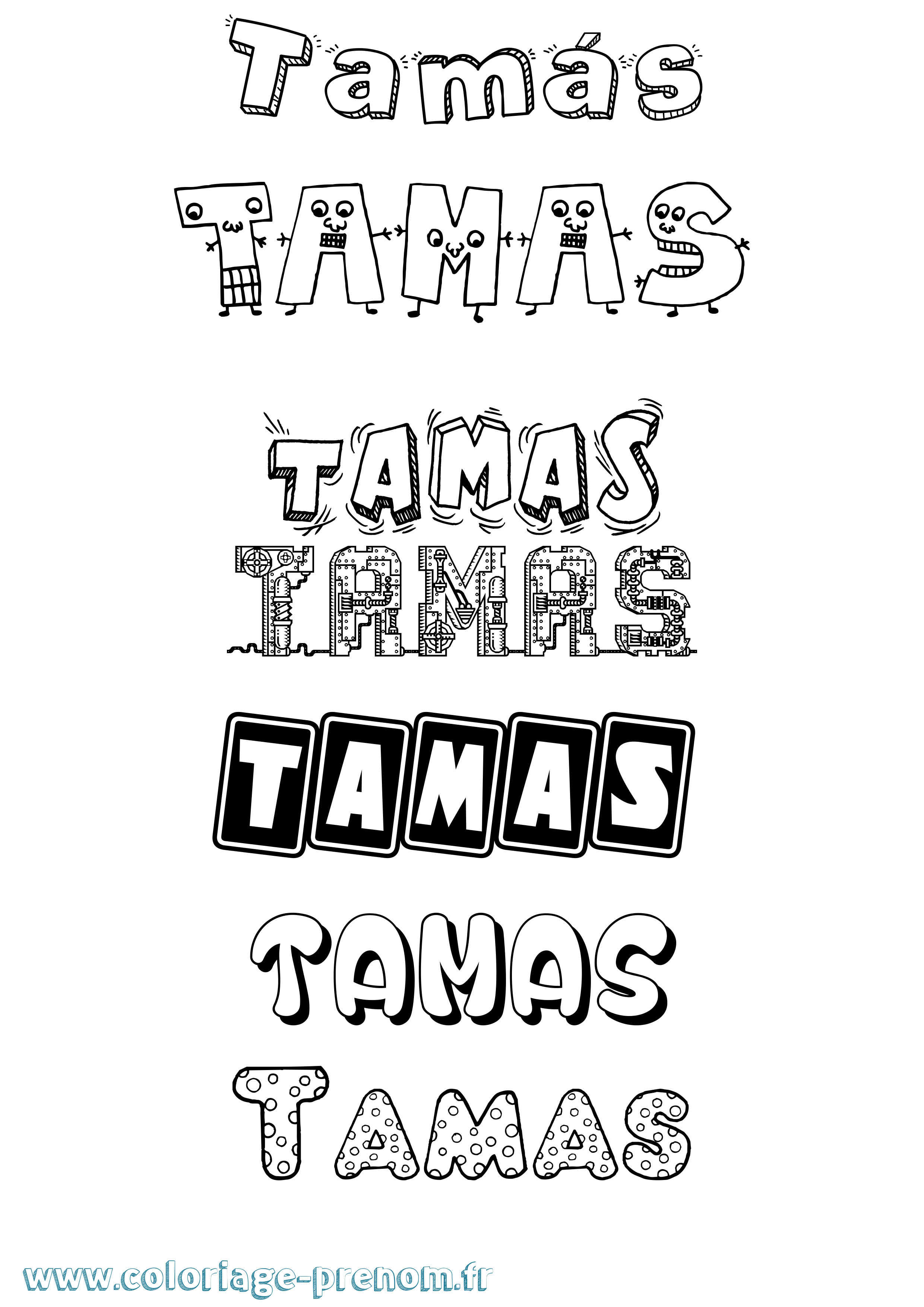 Coloriage prénom Tamás Fun