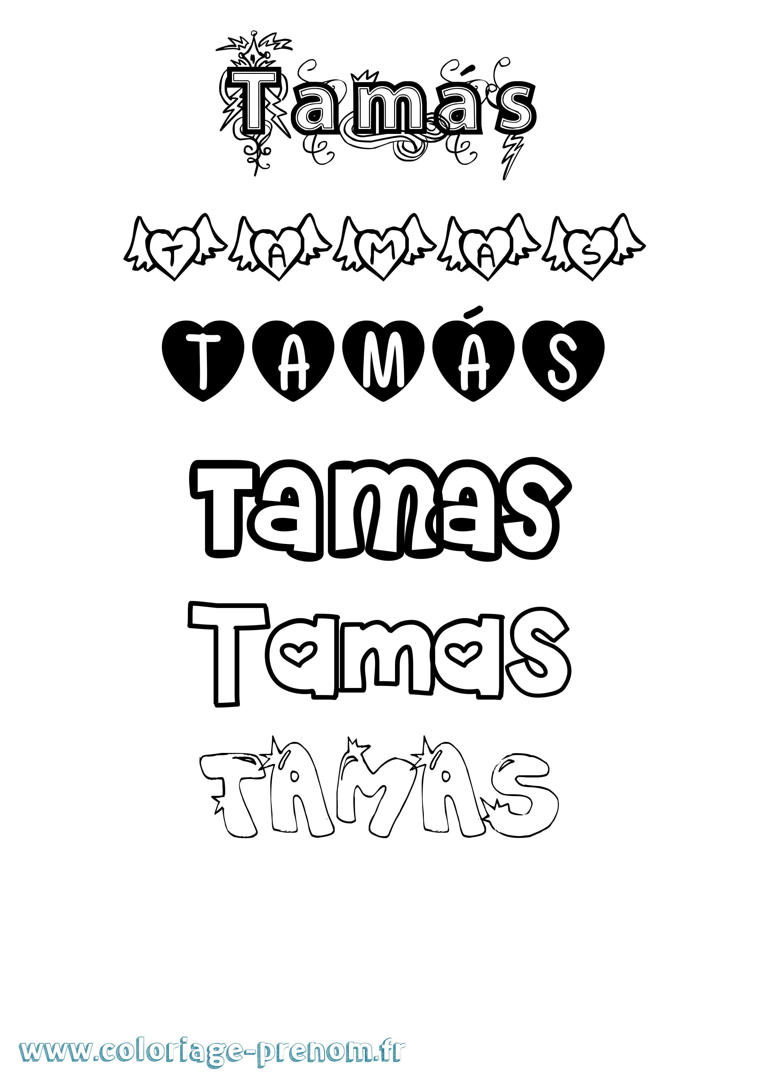 Coloriage prénom Tamás Girly