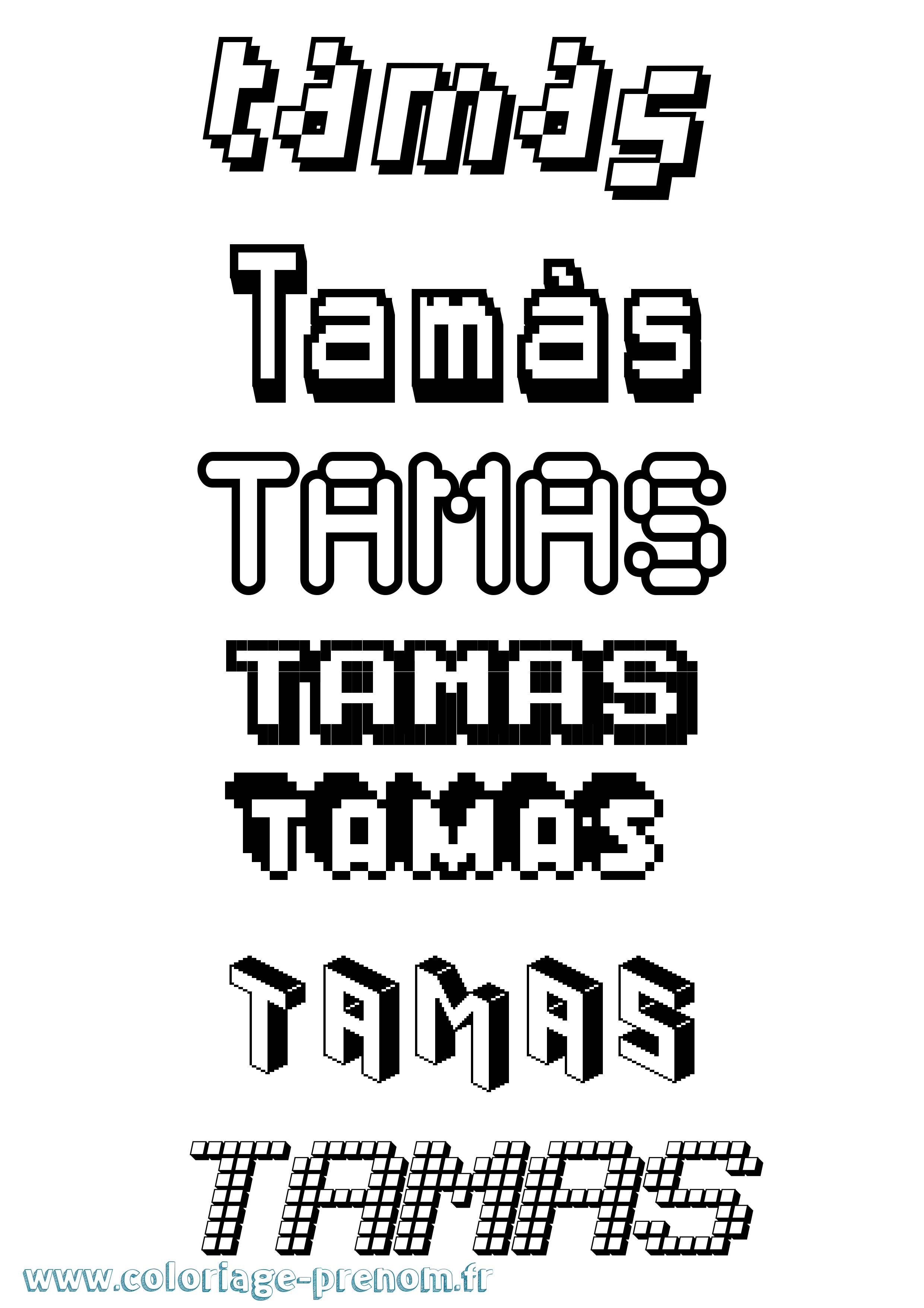 Coloriage prénom Tamás Pixel