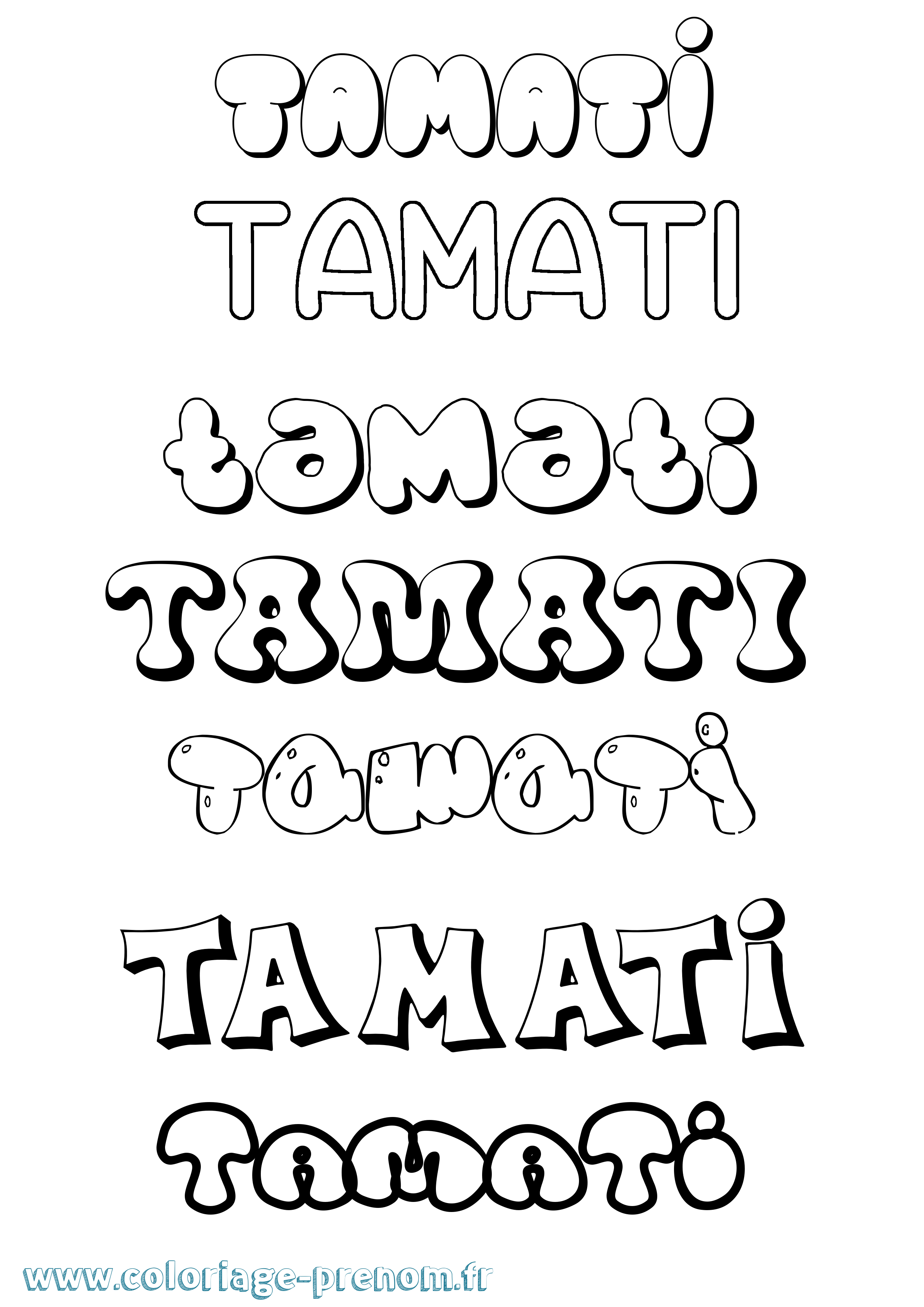 Coloriage prénom Tamati Bubble