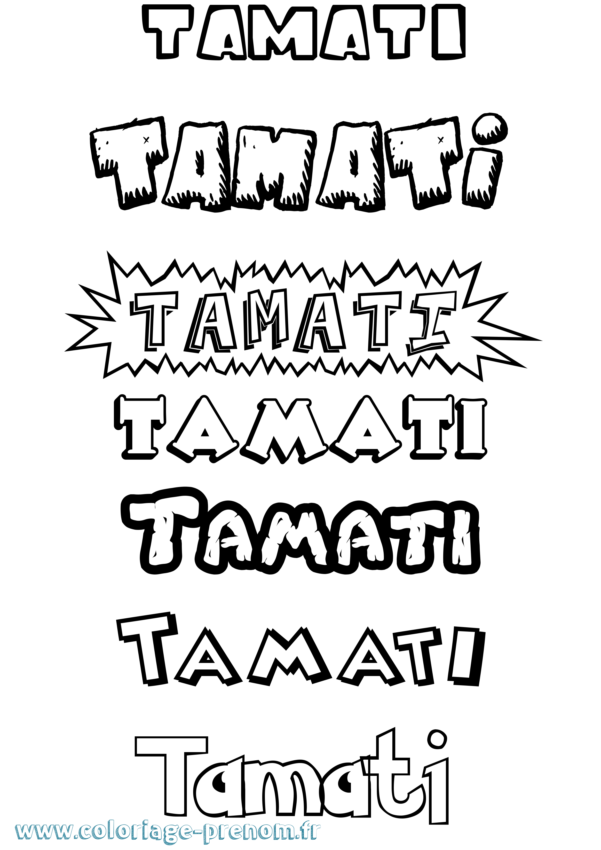 Coloriage prénom Tamati Dessin Animé