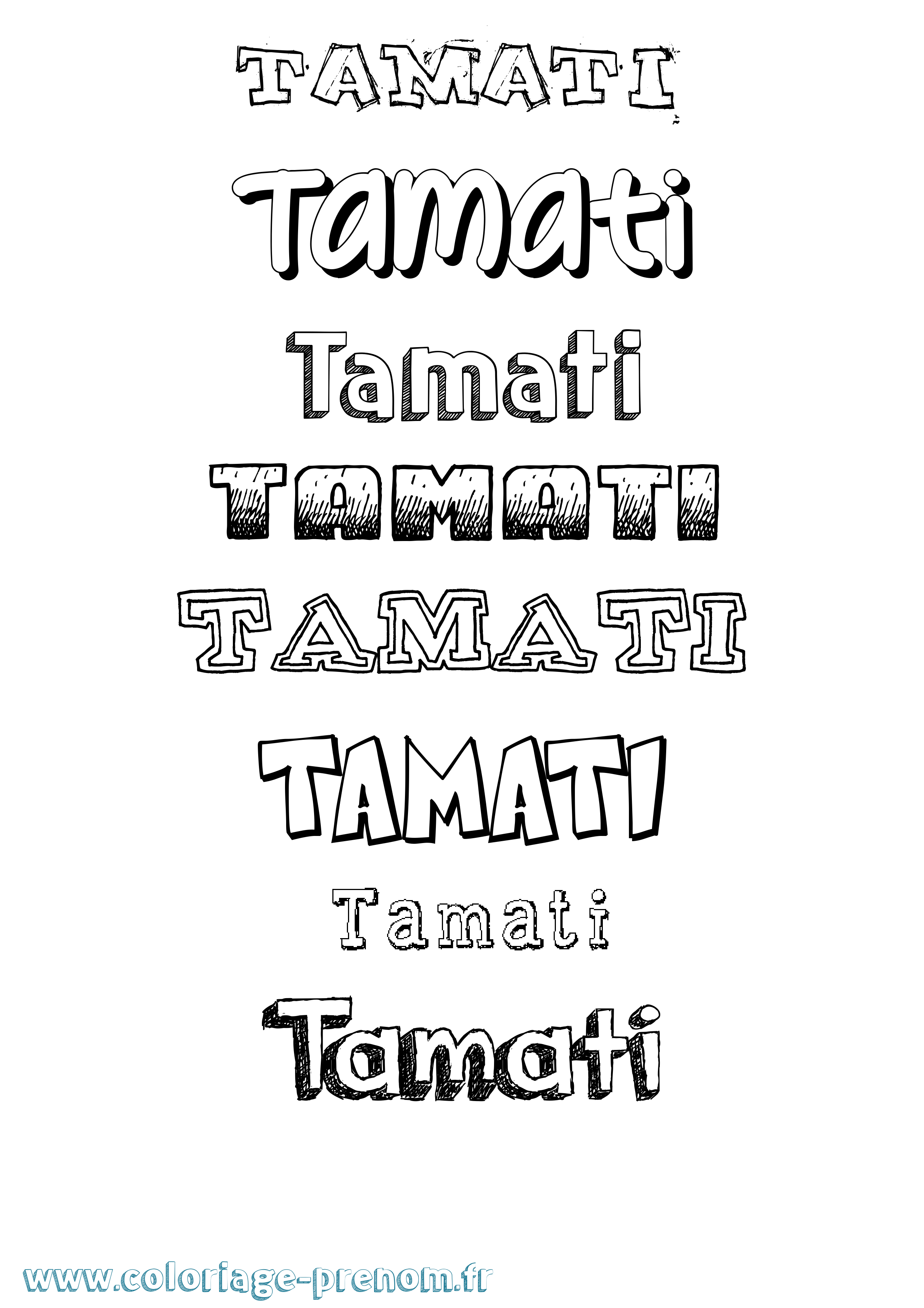 Coloriage prénom Tamati Dessiné