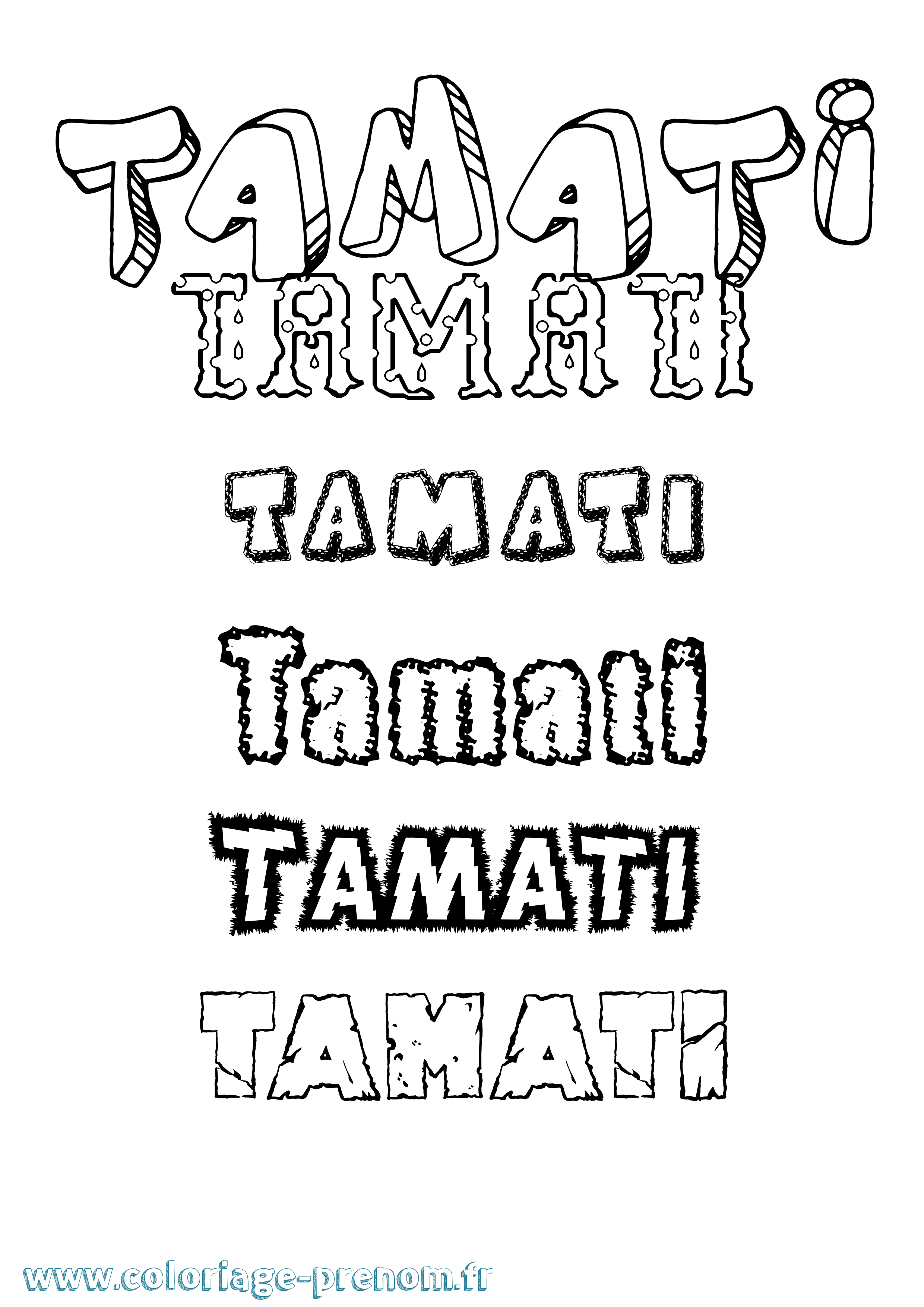 Coloriage prénom Tamati Destructuré