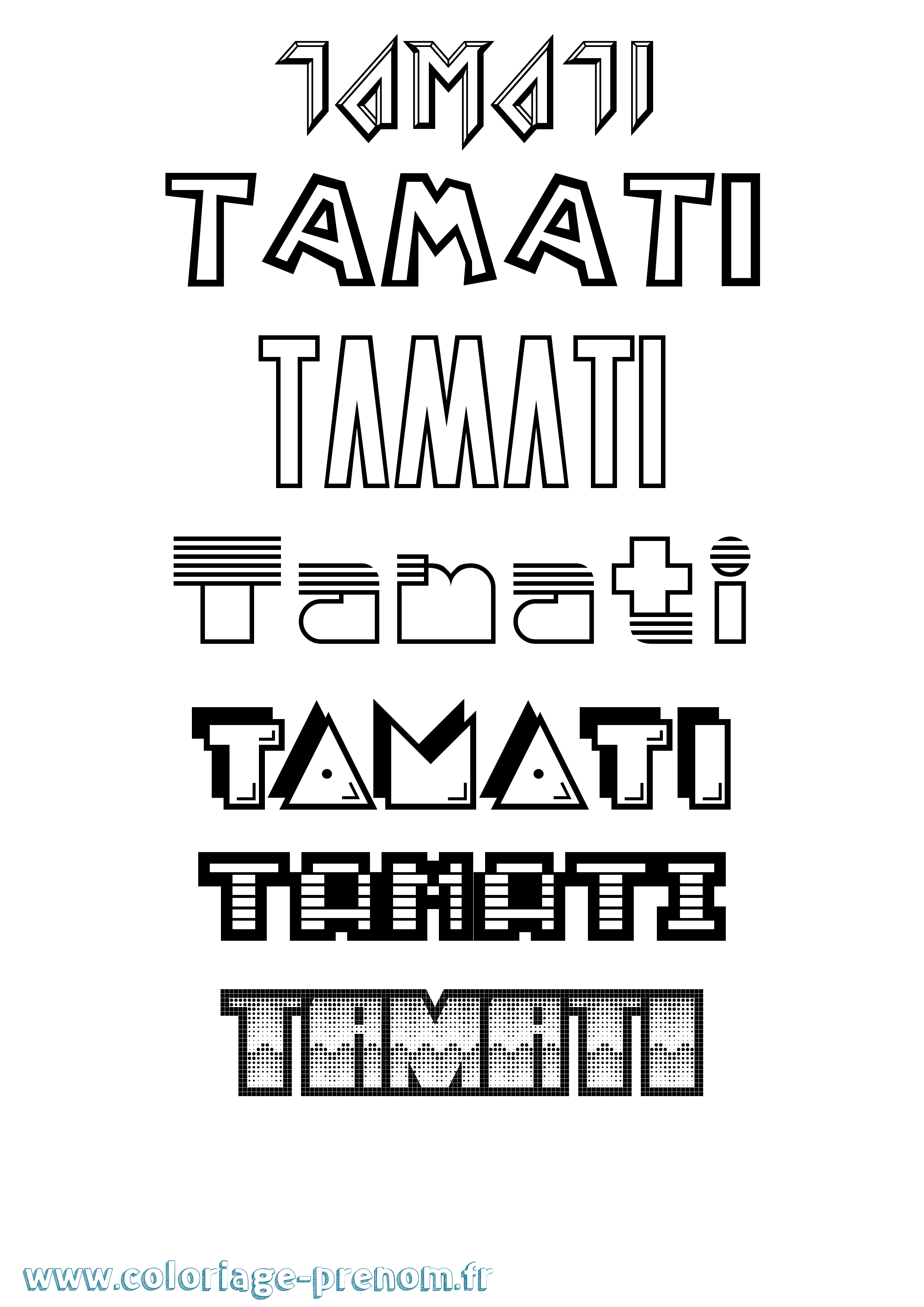 Coloriage prénom Tamati Jeux Vidéos