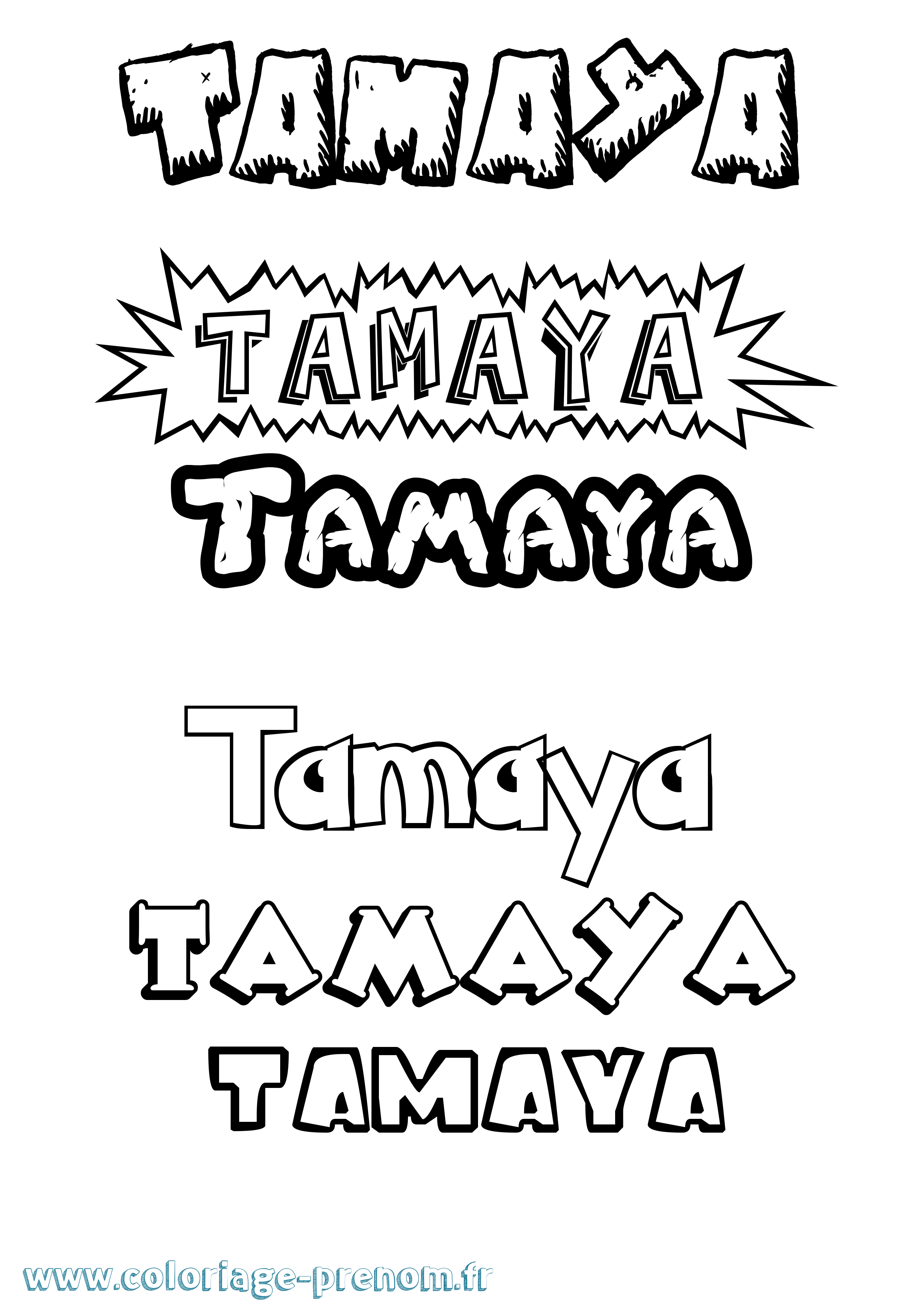 Coloriage prénom Tamaya Dessin Animé