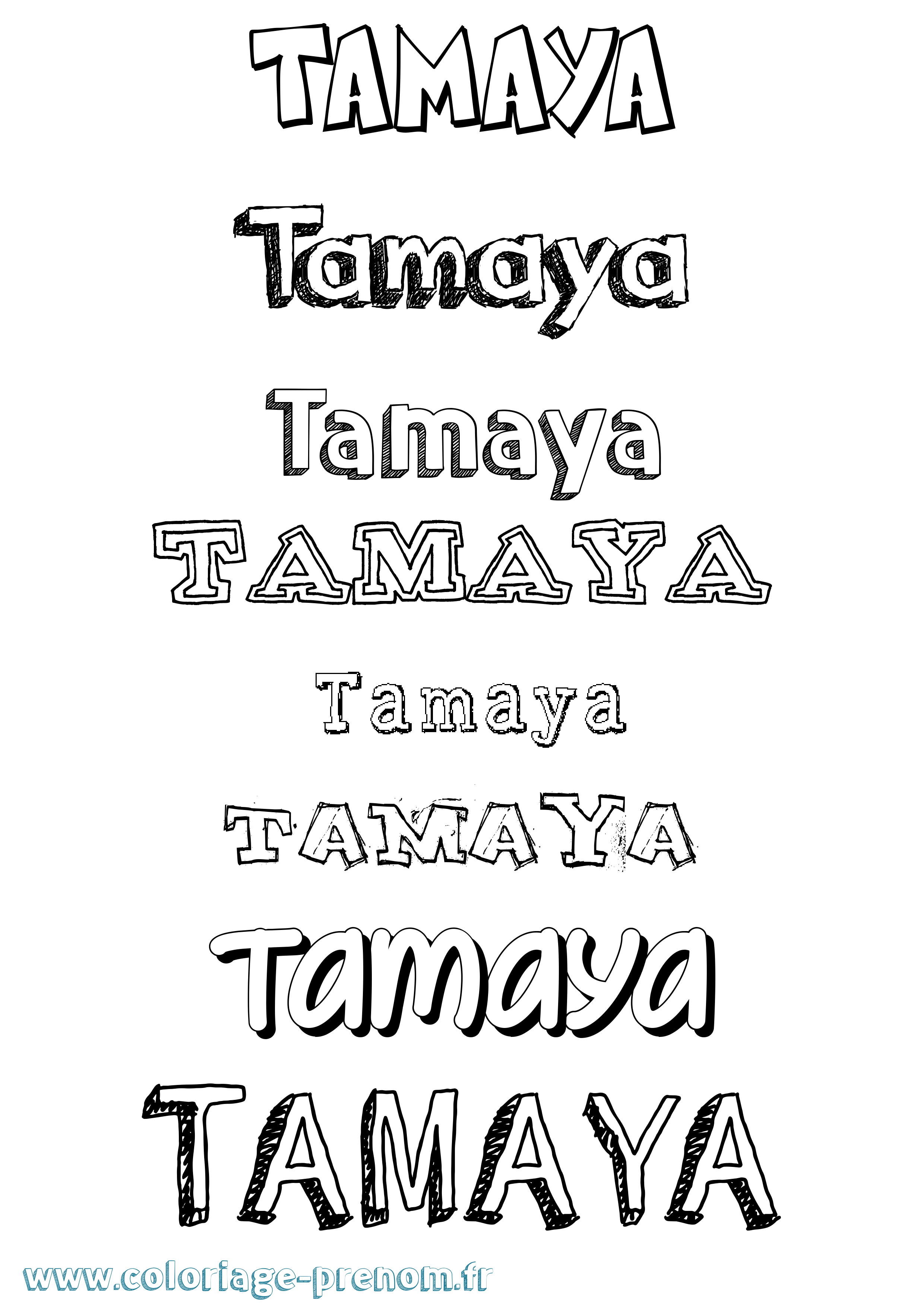Coloriage Tamaya Dessiné Coloriage prénom Tamaya Dessiné