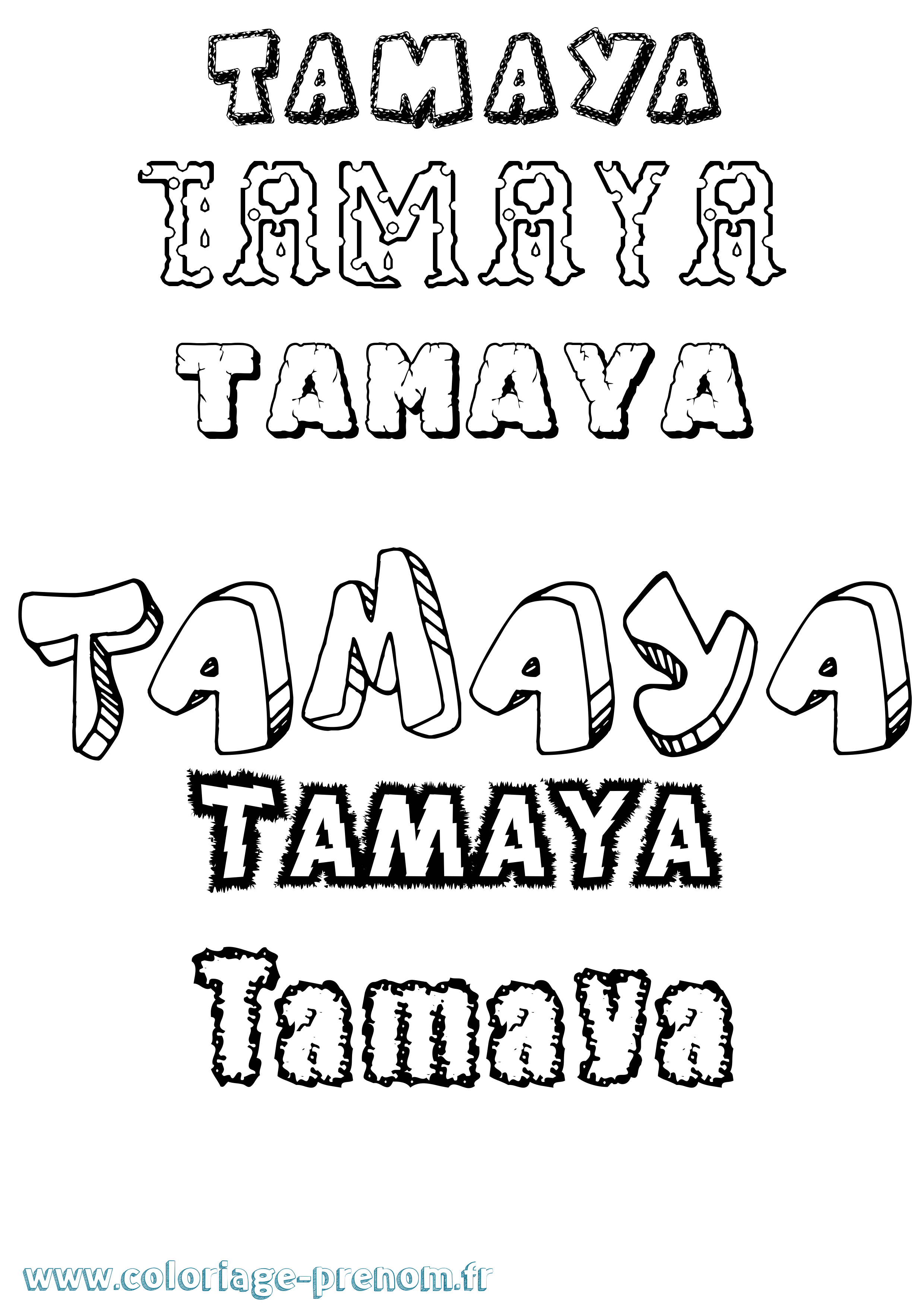 Coloriage prénom Tamaya Destructuré