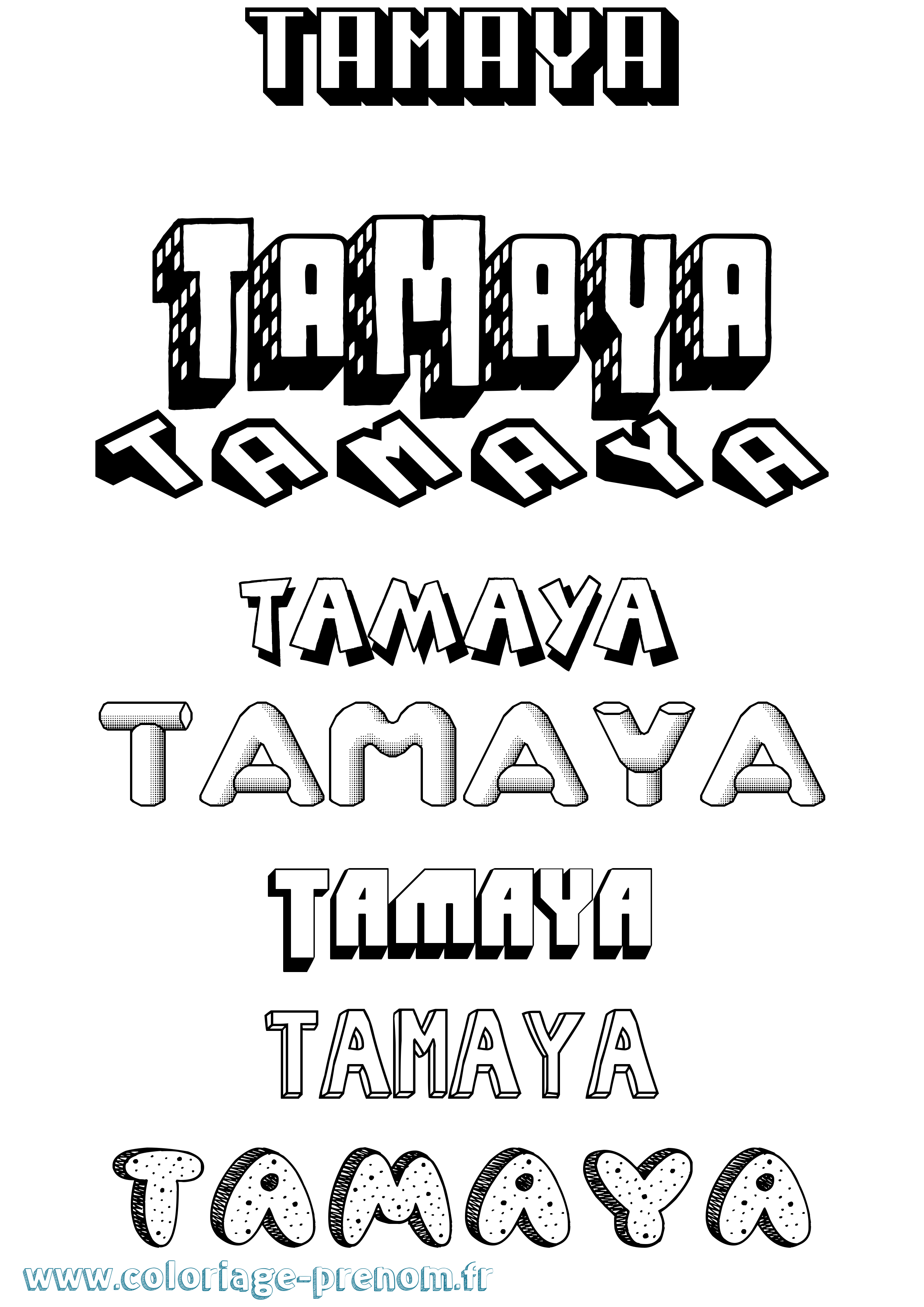 Coloriage Tamaya Effet 3D Coloriage prénom Tamaya Effet 3D