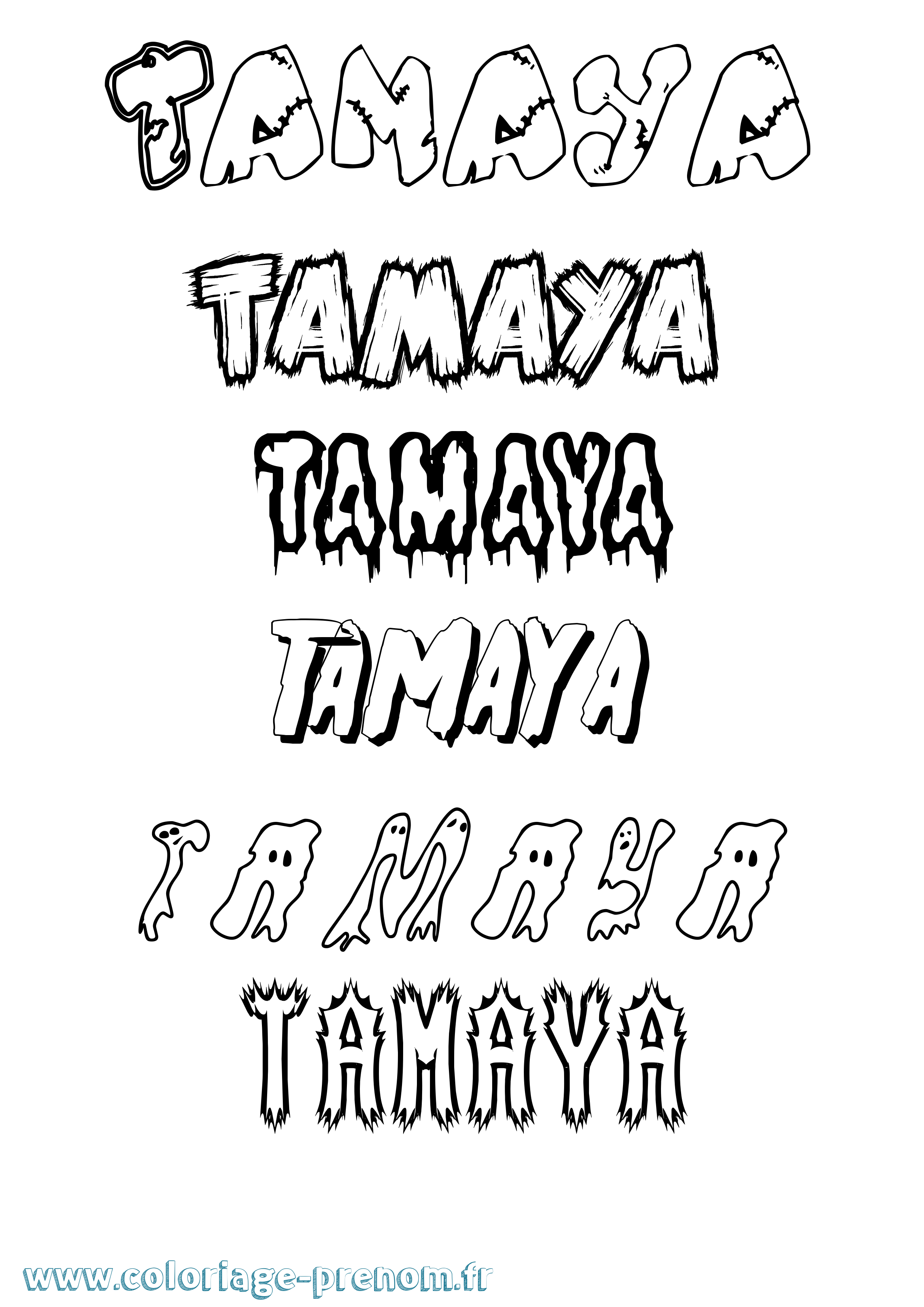 Coloriage prénom Tamaya Frisson