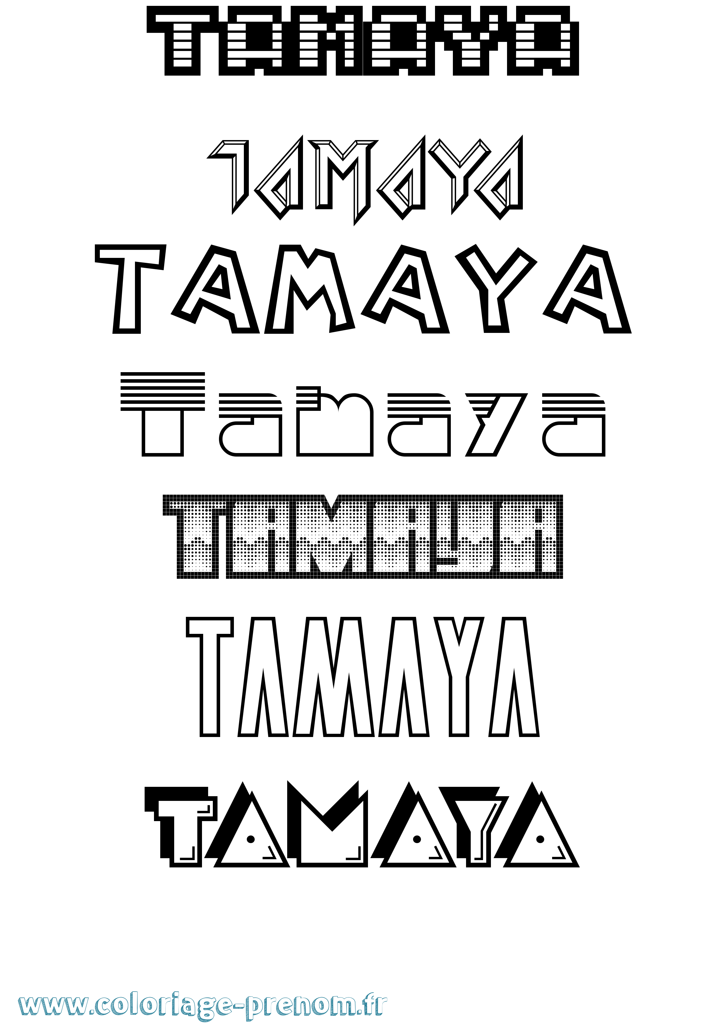 Coloriage prénom Tamaya Jeux Vidéos