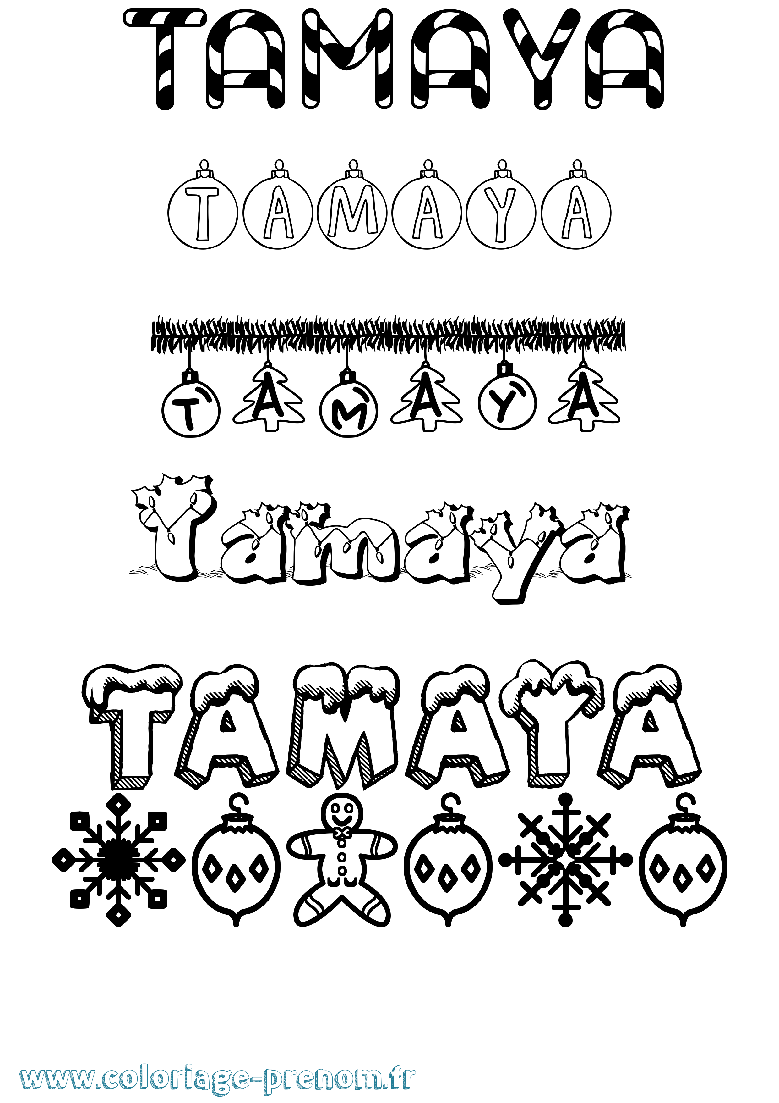 Coloriage Tamaya Noël Coloriage prénom Tamaya Noël