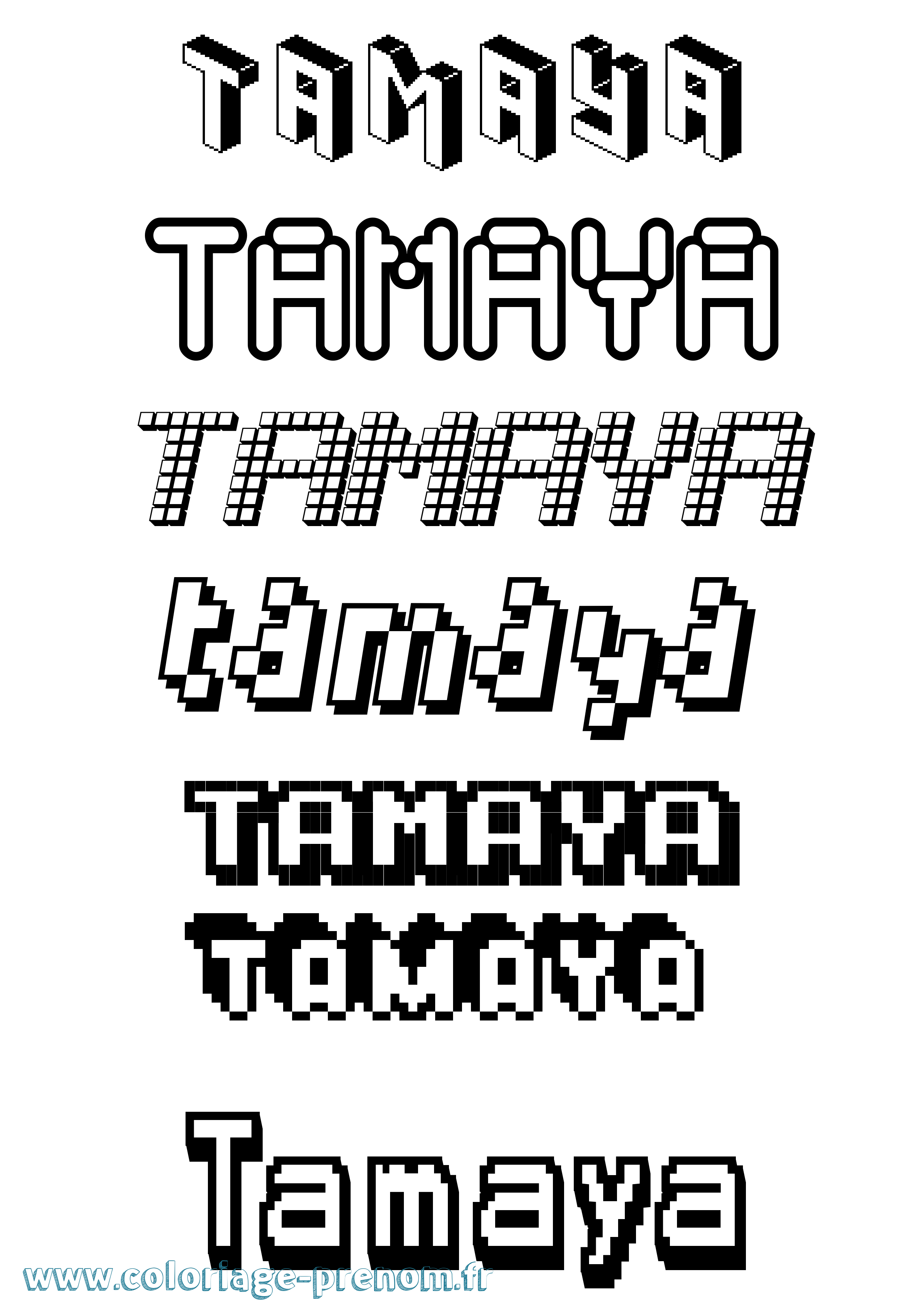 Coloriage Tamaya Pixel Coloriage prénom Tamaya Pixel