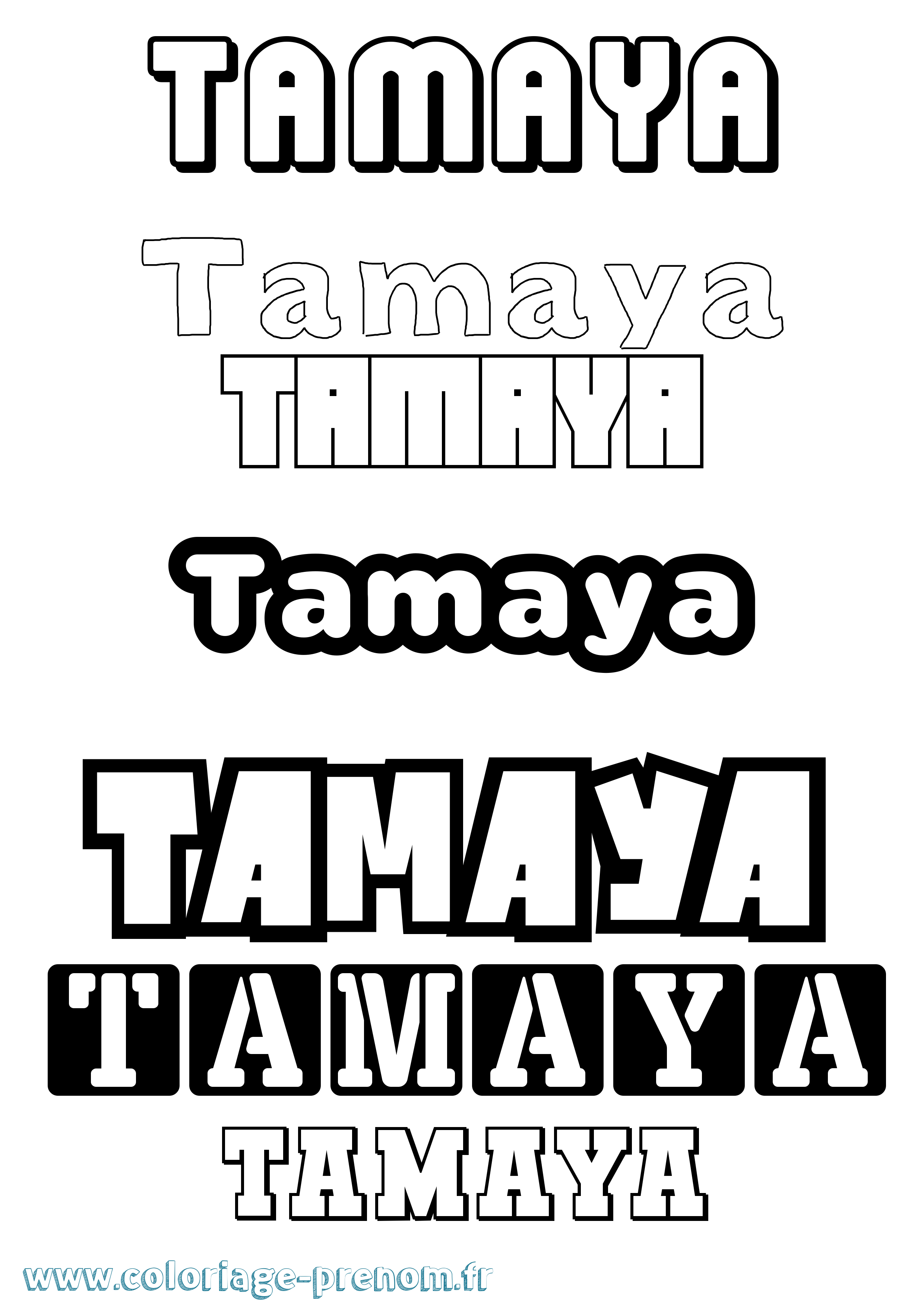 Coloriage prénom Tamaya Simple