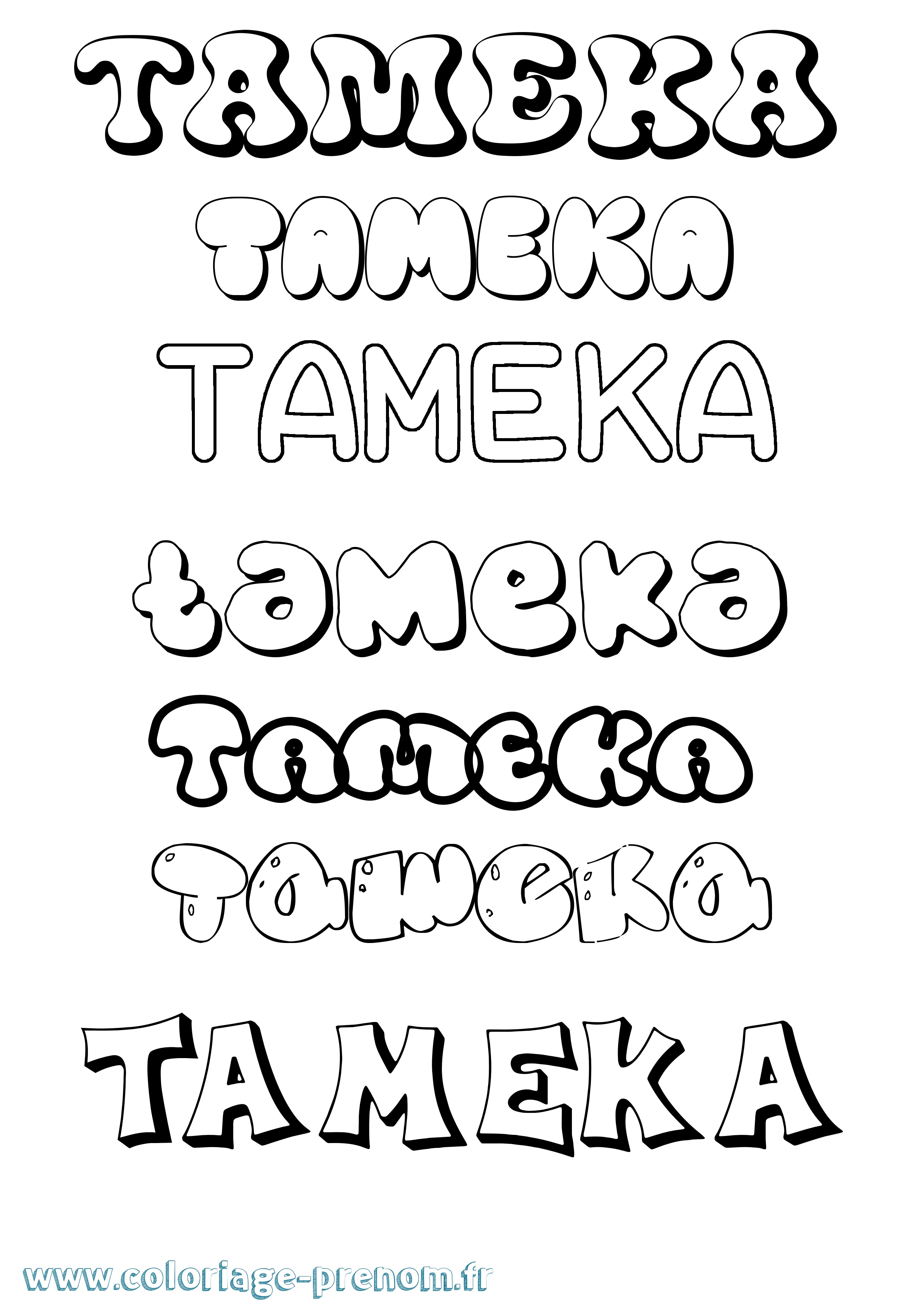 Coloriage Tameka Bubble Coloriage prénom Tameka Bubble