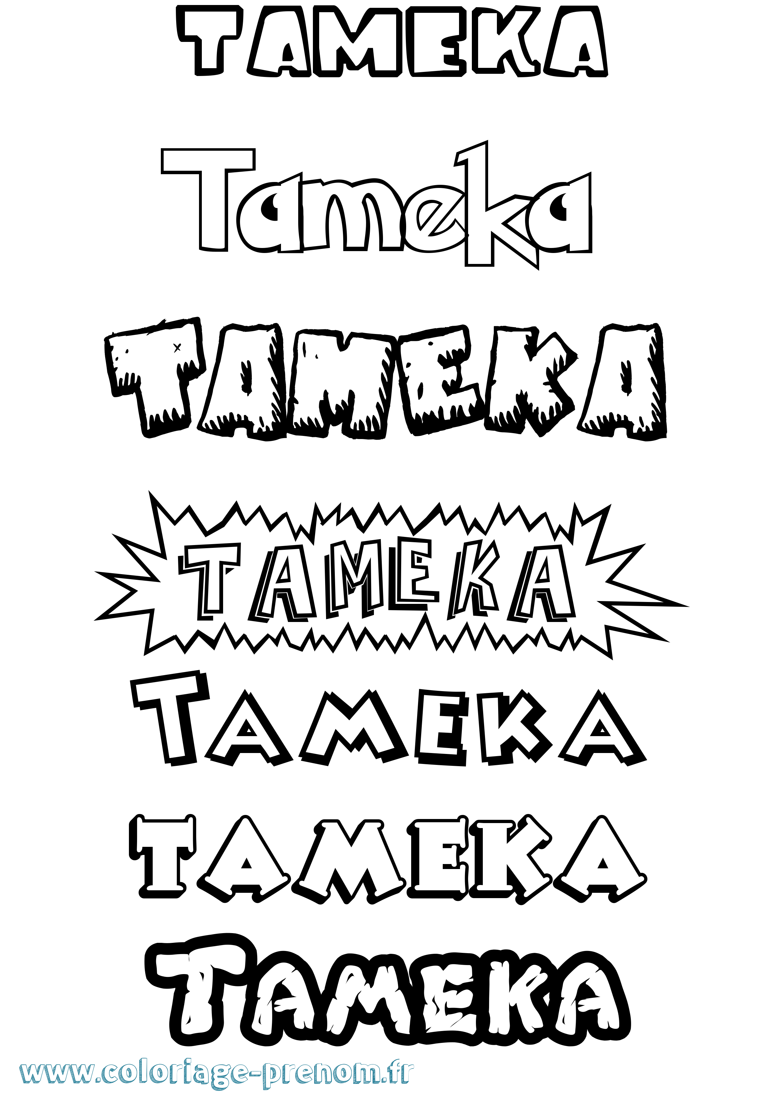 Coloriage Tameka Dessin Animé Coloriage prénom Tameka Dessin Animé