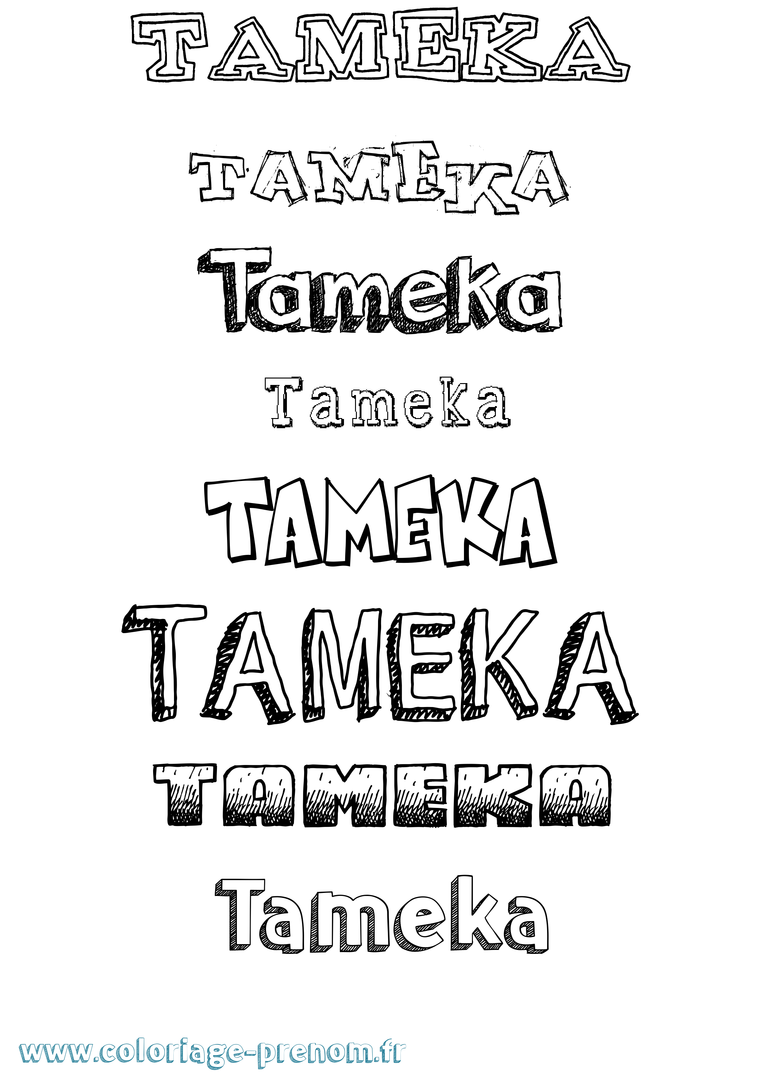 Coloriage Tameka Dessiné Coloriage prénom Tameka Dessiné