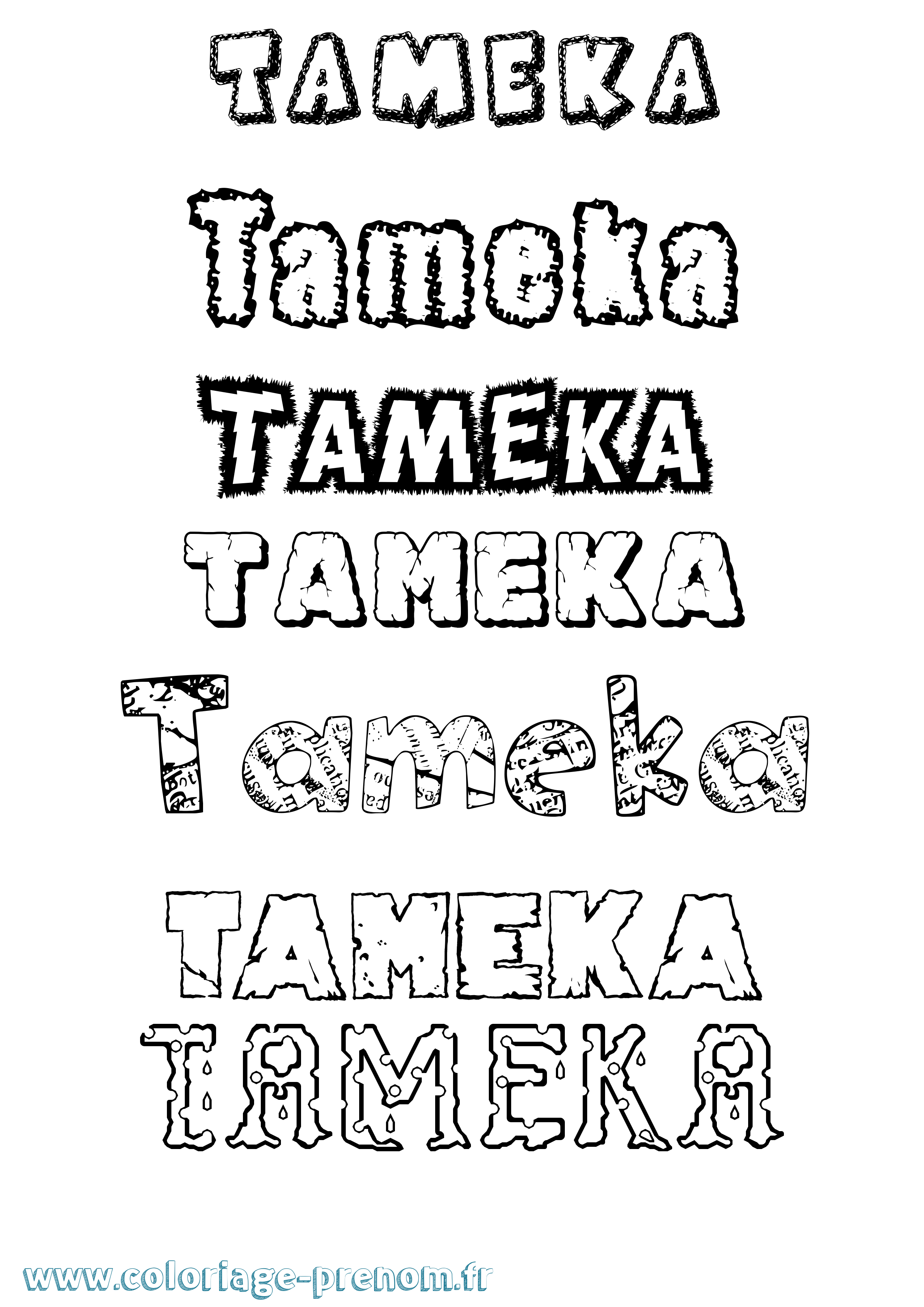Coloriage Tameka Destructuré Coloriage prénom Tameka Destructuré